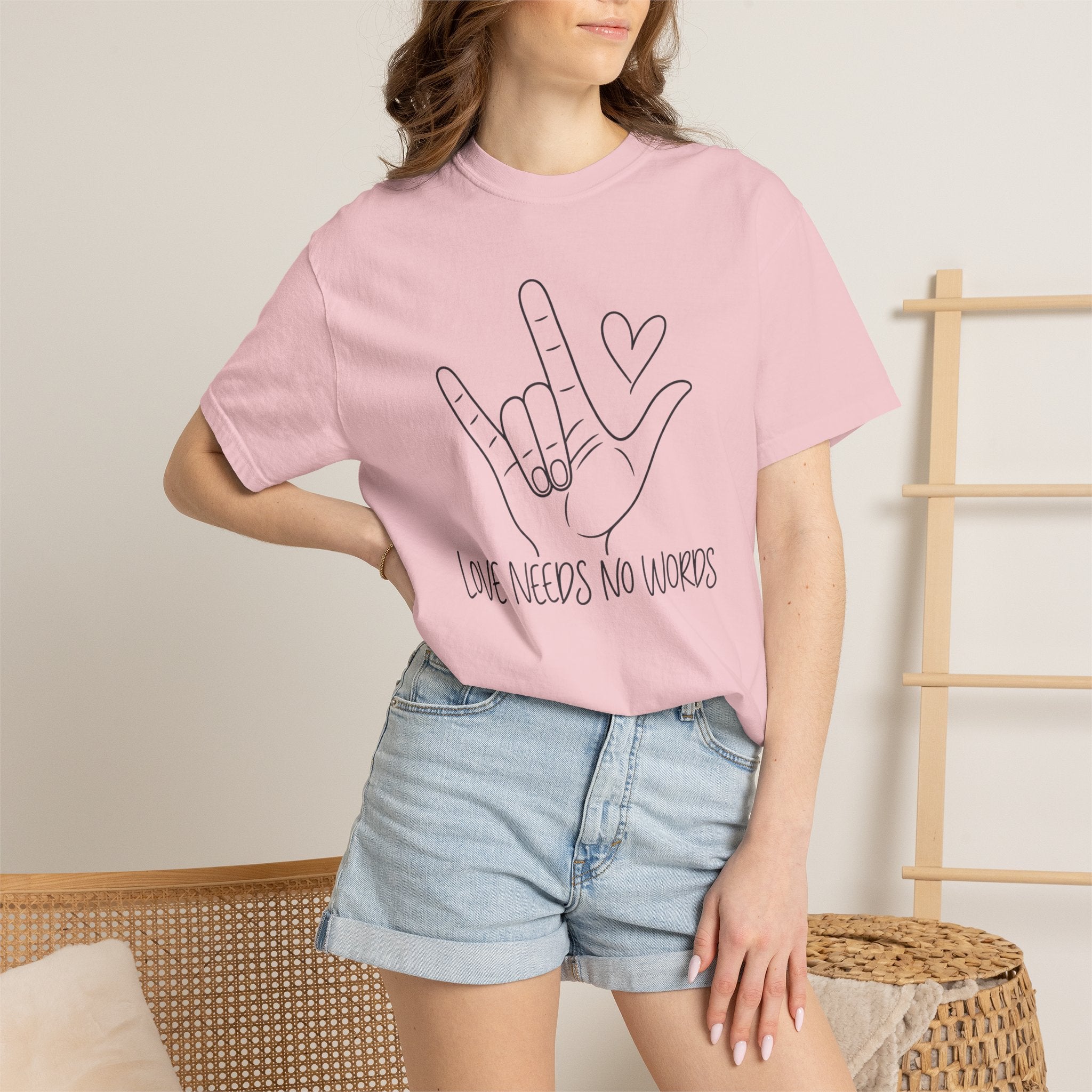 Love Needs No Words Shirt, ASL I Love You Hand Sign Tee, Autism Acceptance T-Shirt, Nonverbal Communication Gift, Sign Language Shirt