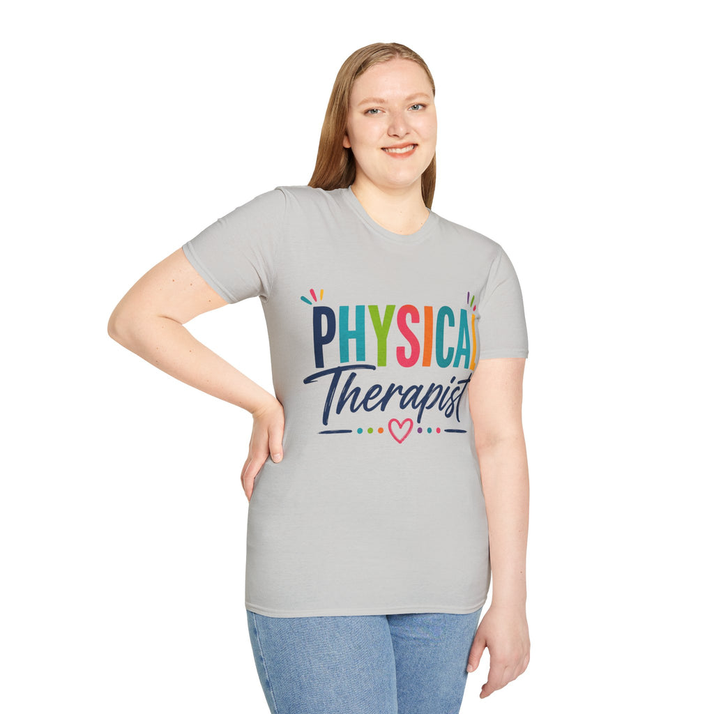 Physical Therapist Shirt | Colorful Typography Heart T-Shirt | Physical Therapy Gift | Healthcare Professional Apparel | Therapist Shirt