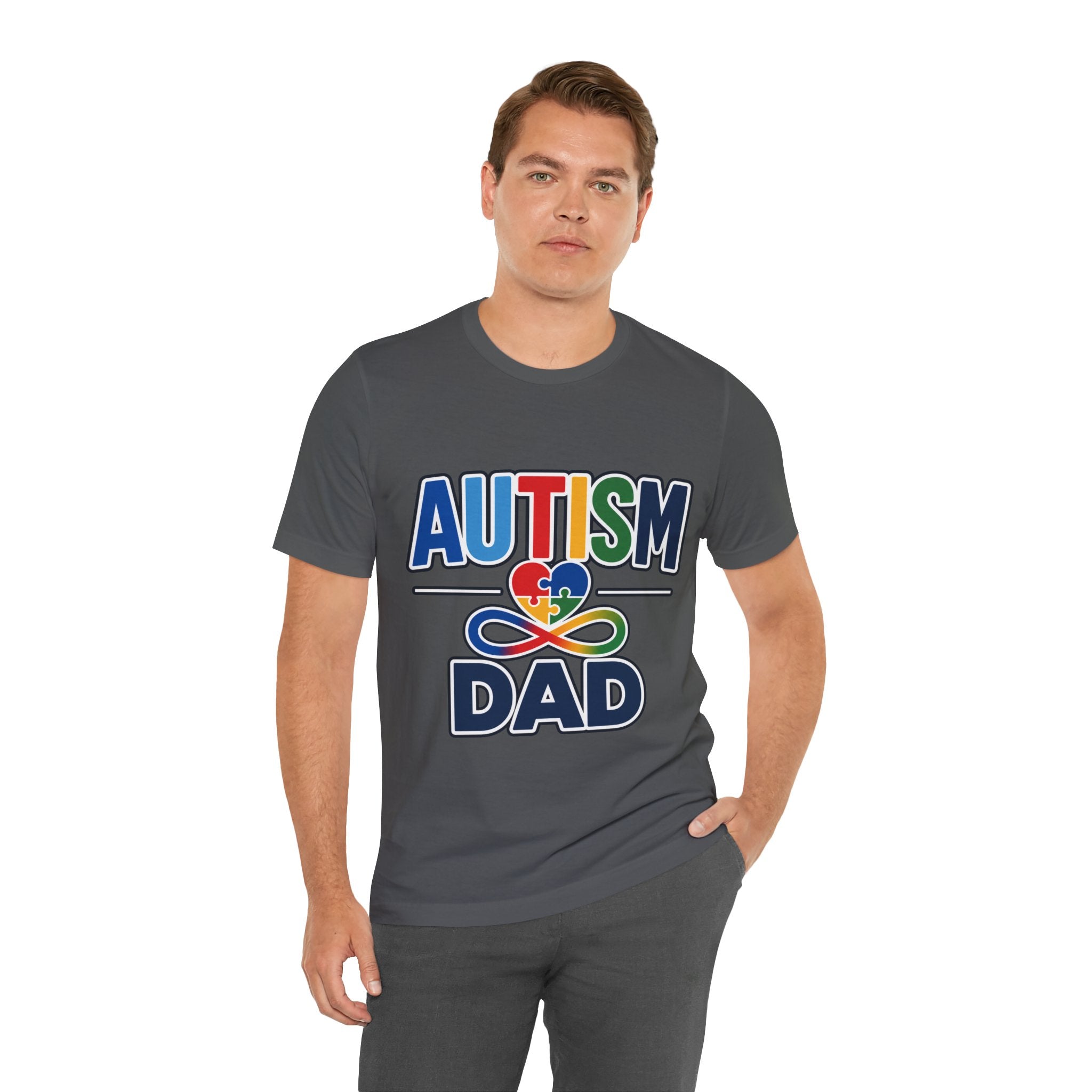 Autism Dad Shirt | Proud Autism Father T-Shirt | Colorful Puzzle Heart Infinity Design | Autism Awareness Gift for Dad | Autism Acceptance Tee