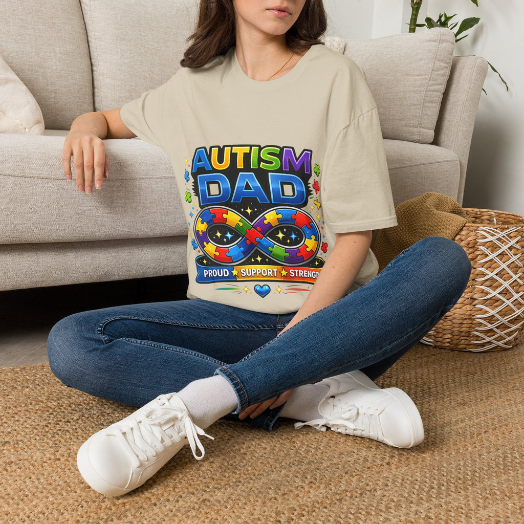 Autism Dad Shirt | Proud Autism Father Tee | Infinity Puzzle Ribbon T-Shirt | Autism Awareness Gift for Dad | Neurodiversity Support