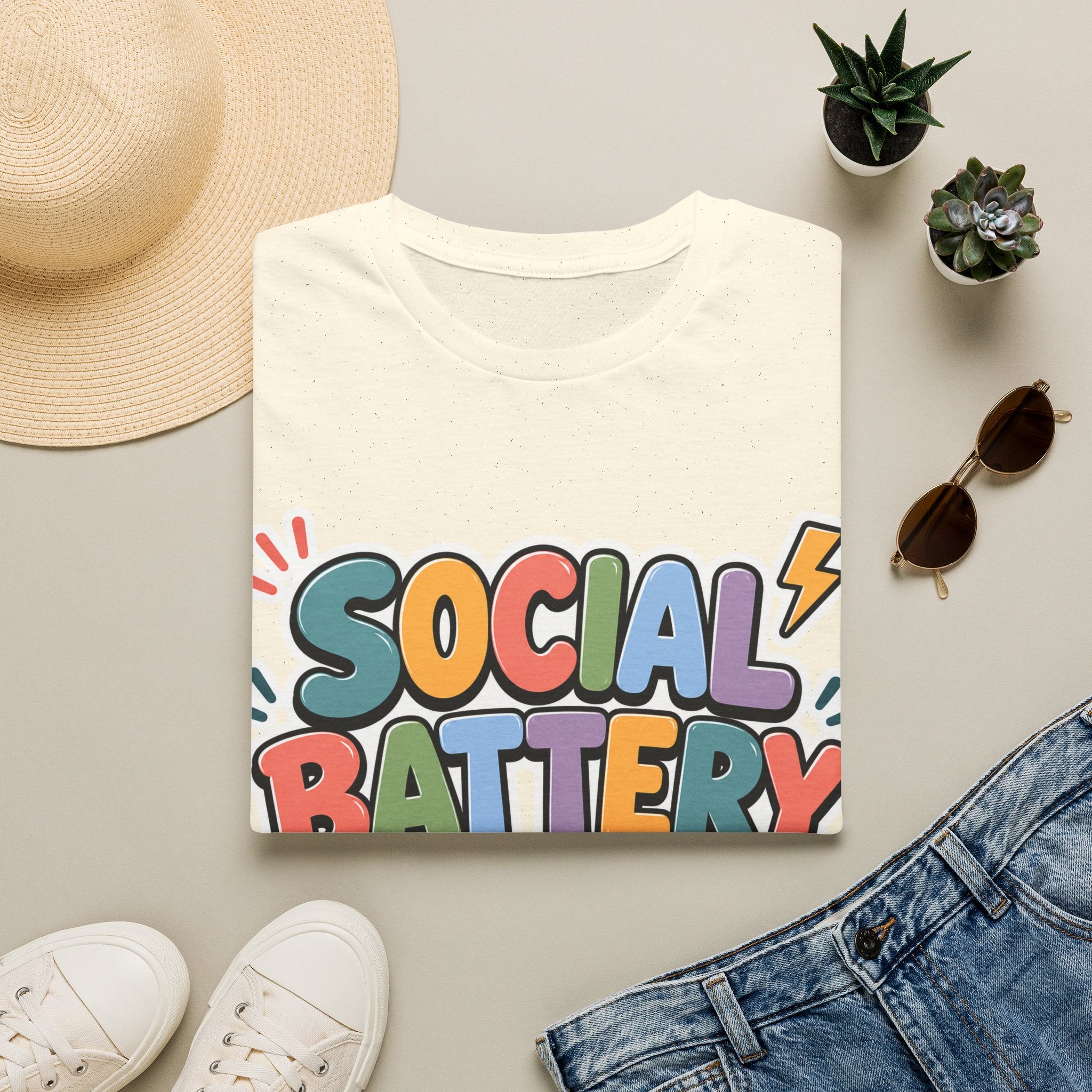 Social Battery Drained T-Shirt — Funny Introvert Graphic Tee