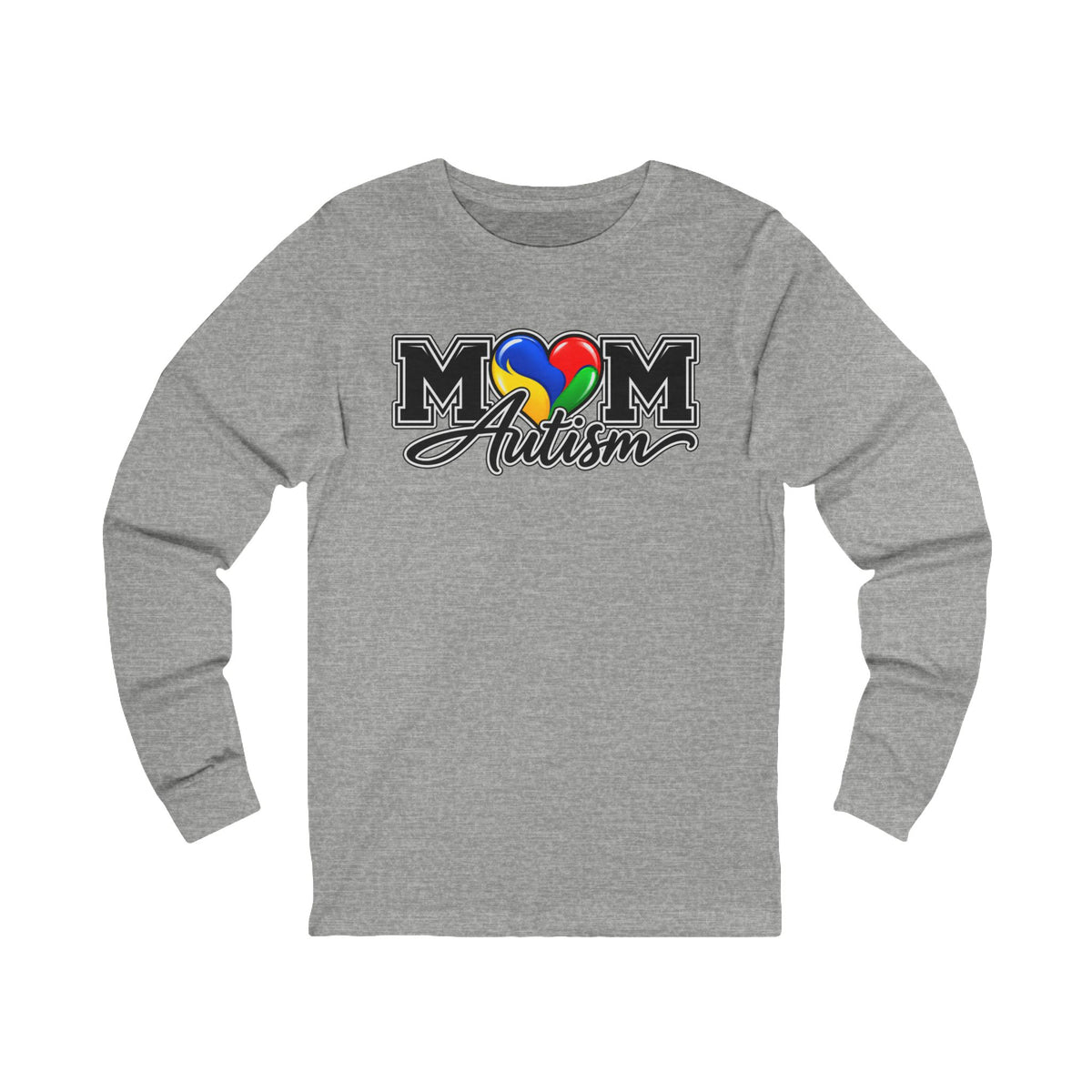 Autism Mom Heart Puzzle Long Sleeve Tee, Rainbow Puzzle Awareness Shirt, Autism Mom Gift, Autism Acceptance Family Apparel