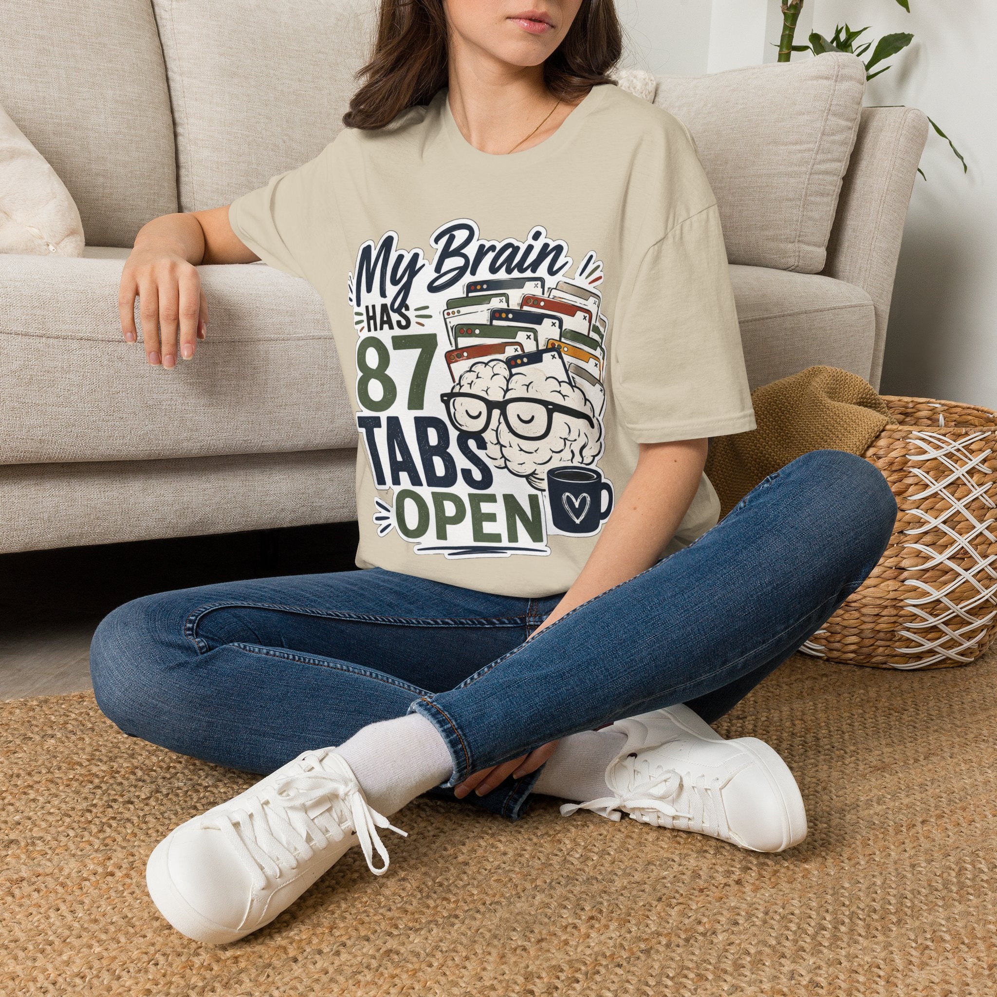 My Brain Has 87 Tabs Open Shirt | Funny ADHD T-Shirt | Overthinking Graphic Tee | Coffee Lover Shirt | Neurodivergent Humor | Mental Health