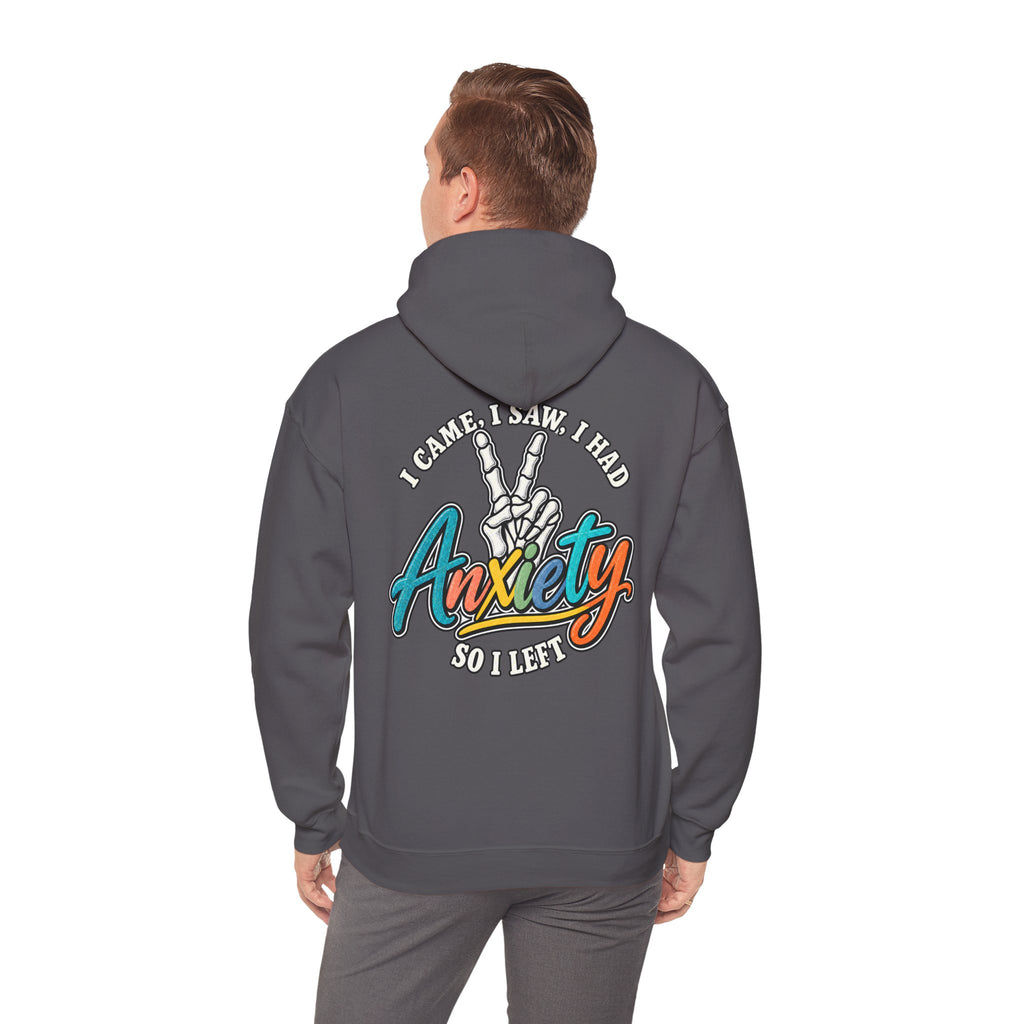I Came I Saw I Had Anxiety Hoodie, Peace Hand Colorful Script Sweatshirt, Funny Mental Health Crewneck, Anxiety Humor Gift