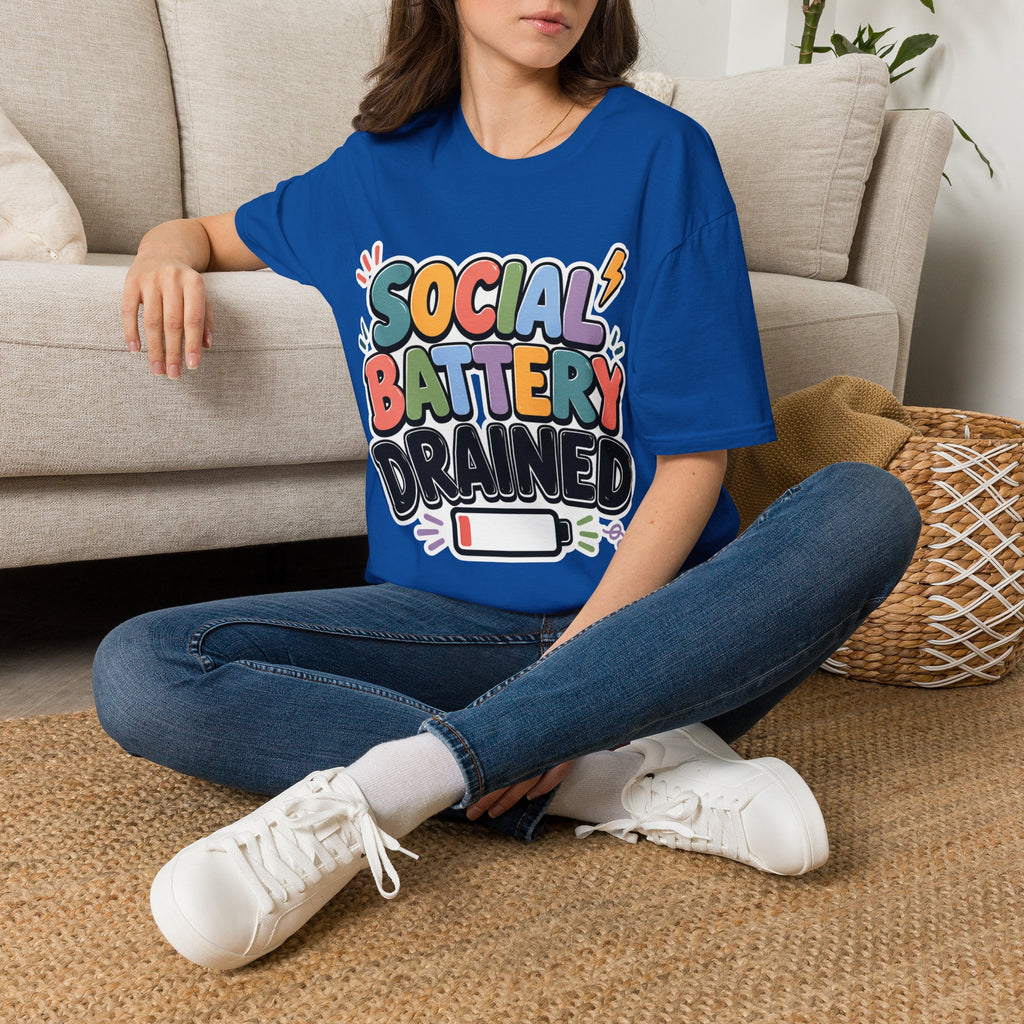 Social Battery Drained T-Shirt — Funny Introvert Graphic Tee
