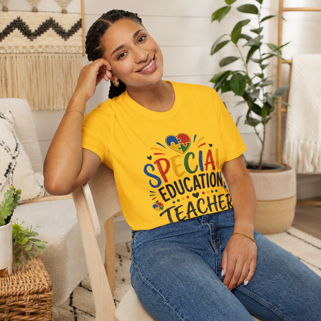 Special Education Teacher Shirt | Teach Love Inspire T-Shirt | Puzzle Heart Graphic Tee | Autism Acceptance Gift | Inclusive Teacher