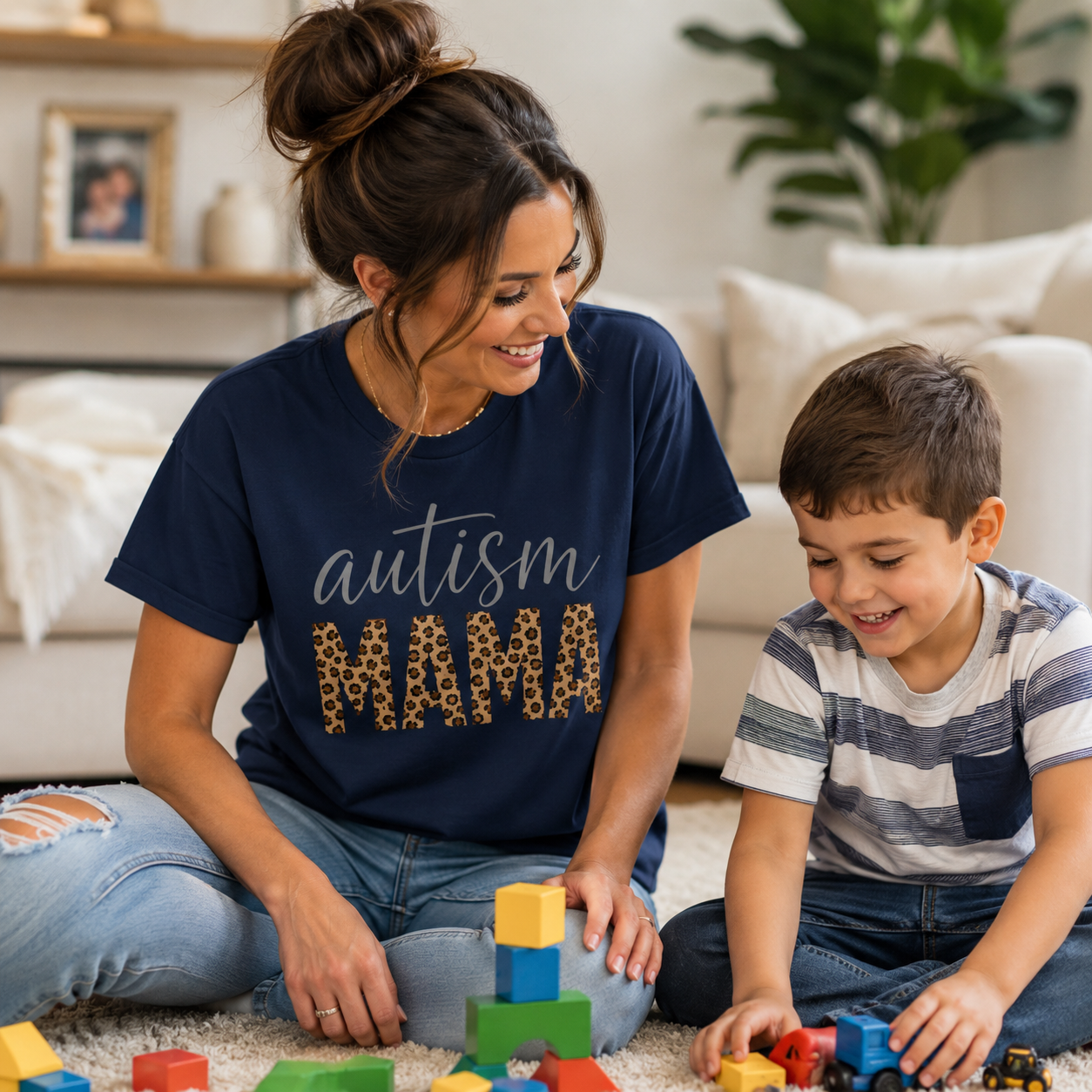 Autism Mama Leopard Print Tee | Mama Shirt, Awareness Mom