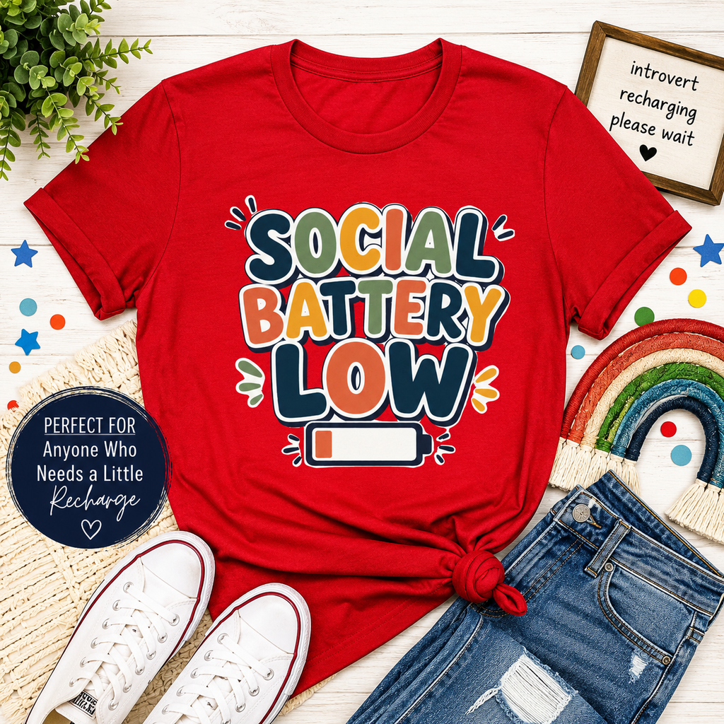 Social Battery Low T-Shirt — Funny Introvert Tee