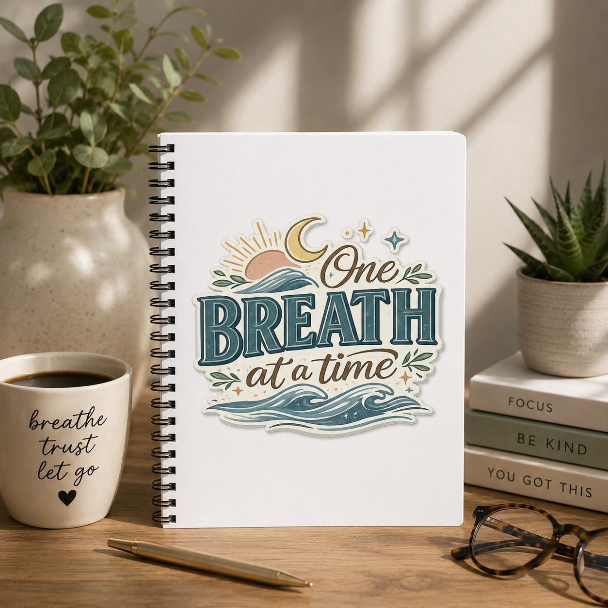 One Breath at a Time Spiral Notebook | Inspirational Quote Journal