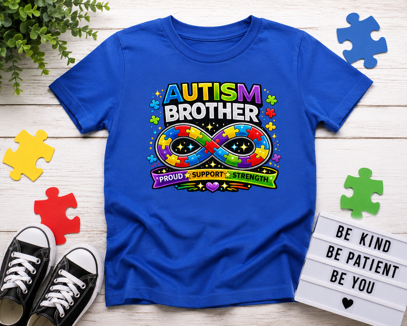 Autism Brother Shirt | Autism Sibling Tee | Infinity Puzzle Shirt | Proud Support Strength | Autism Acceptance Gift for Brother