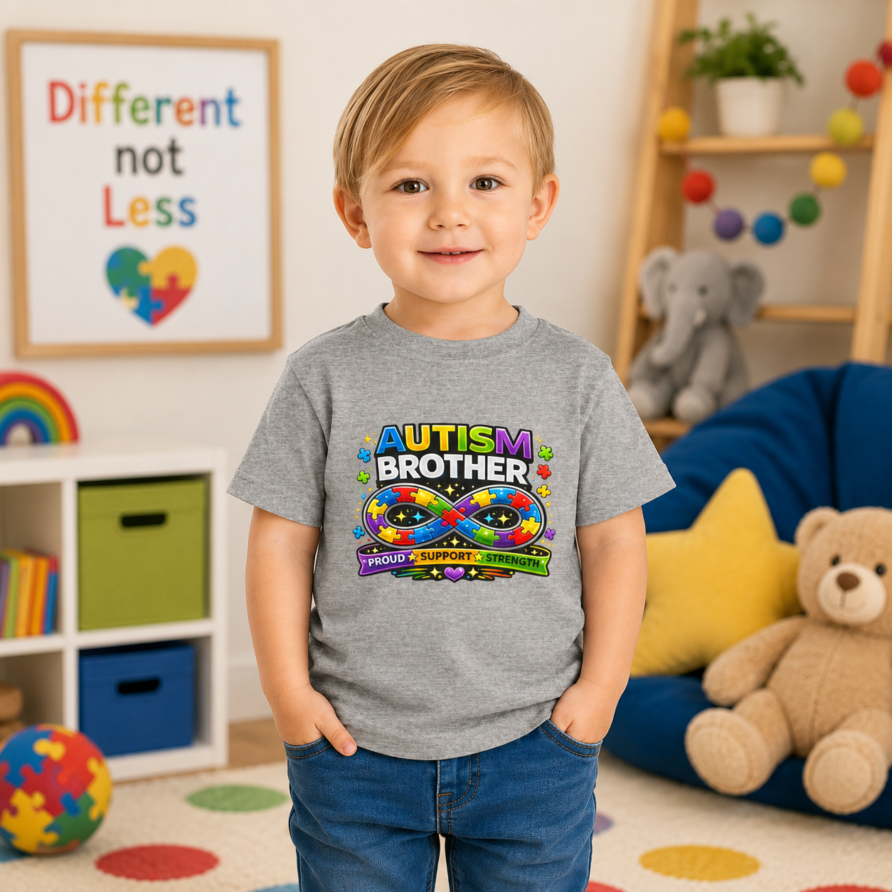 Autism Brother Toddler Tee | Puzzle Ribbon Support