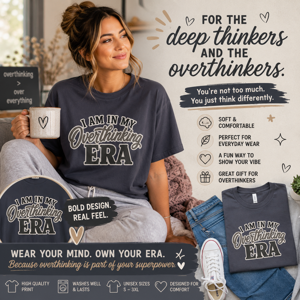 I Am In My Overthinking Era Shirt Funny Overthinking T Shirt Anxiety Shirt Mental Health Tee Neurodivergent Gift ADHD Apparel