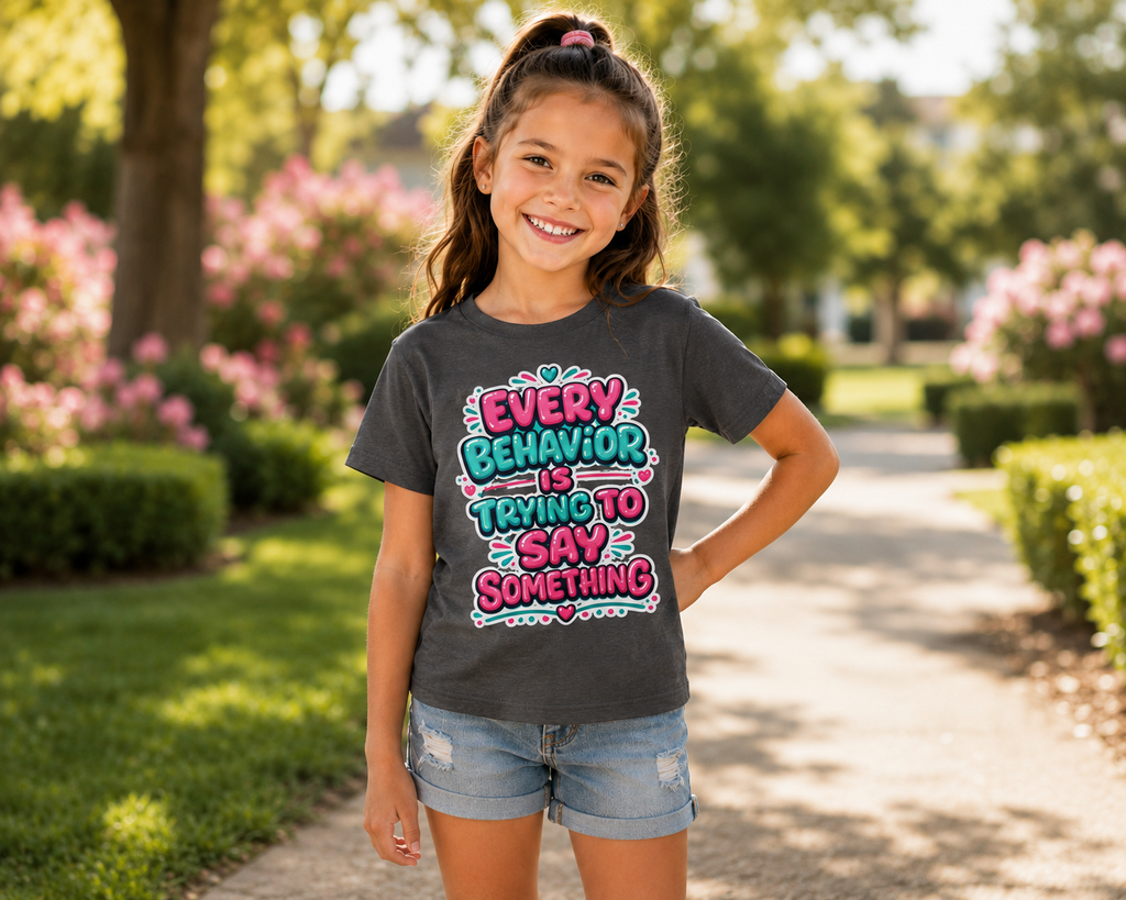 Every Behavior Is Trying To Say Something Youth Shirt Kids Mental Health Awareness Tee Autism ADHD Special Education Shirt