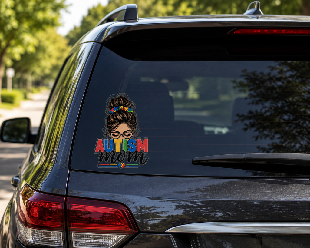 Autism Mom Transparent Sticker Autism Acceptance Decal Waterproof Outdoor Vinyl Sticker Puzzle Heart Car Laptop Water Bottle