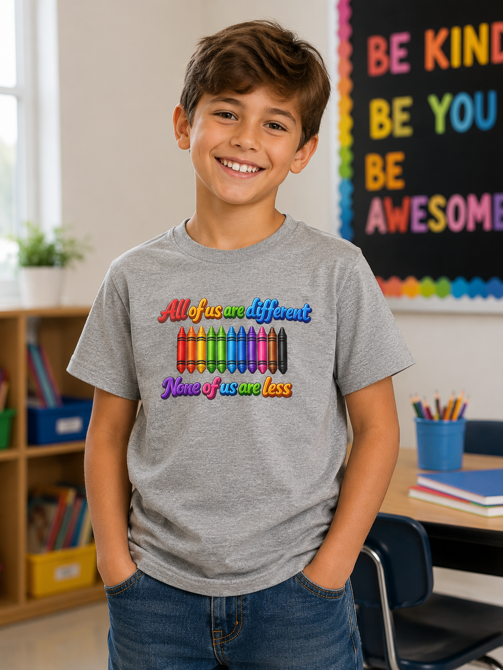 All Of Us Are Different None Of Us Are Less Youth Shirt Inclusion Kids Diversity Tee