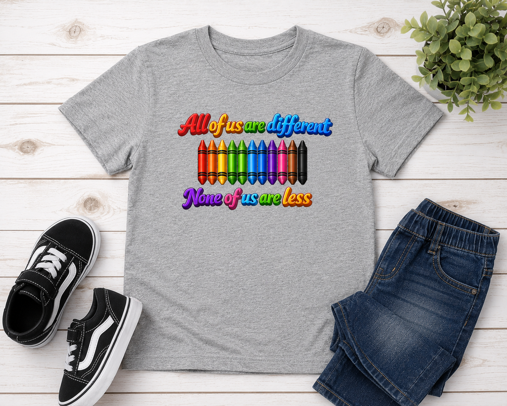 All Of Us Are Different None Of Us Are Less Youth Shirt Inclusion Kids Diversity Tee