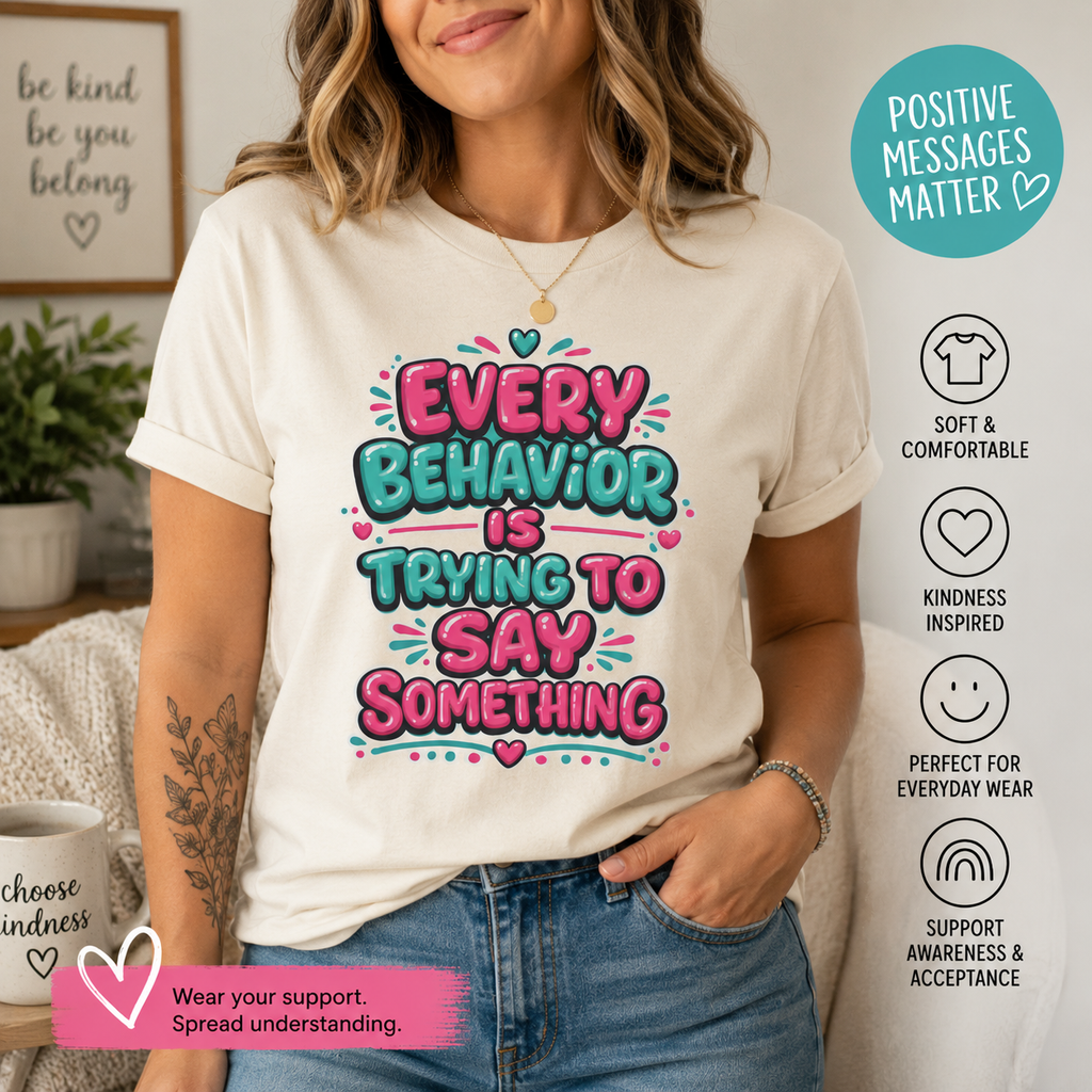 Every Behavior Is Trying To Say Something Shirt Mental Health Awareness T Shirt Autism ADHD Special Education Teacher Gift