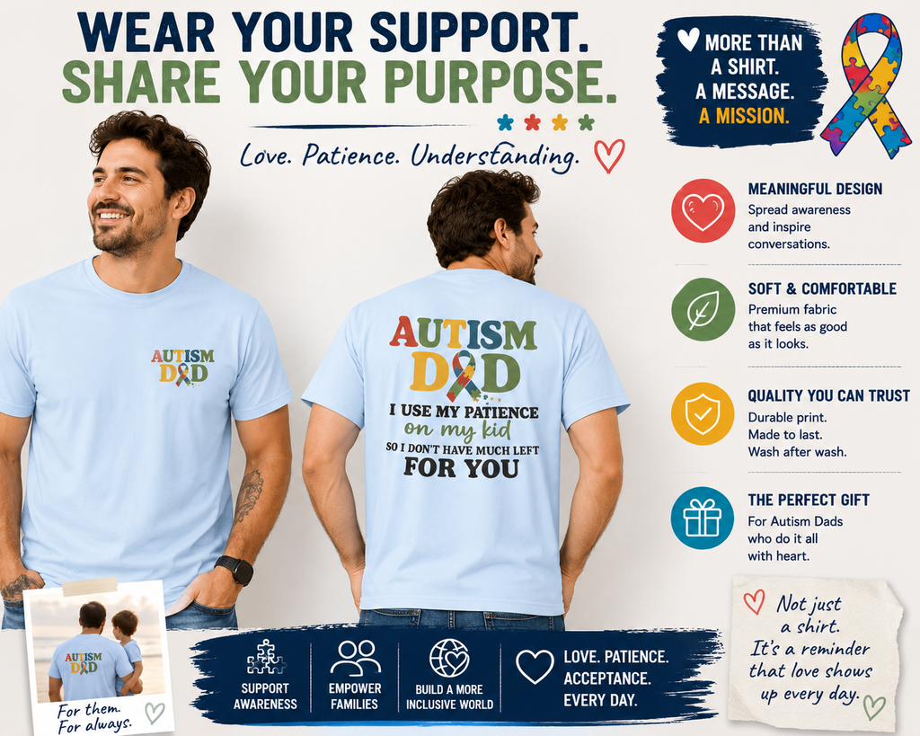 Autism Dad T-Shirt | Rainbow Puzzle Support Tee