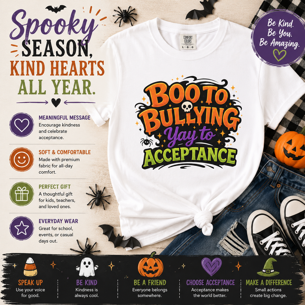 Boo to Bullying Halloween anti-bullying T-Shirt | Acceptance message