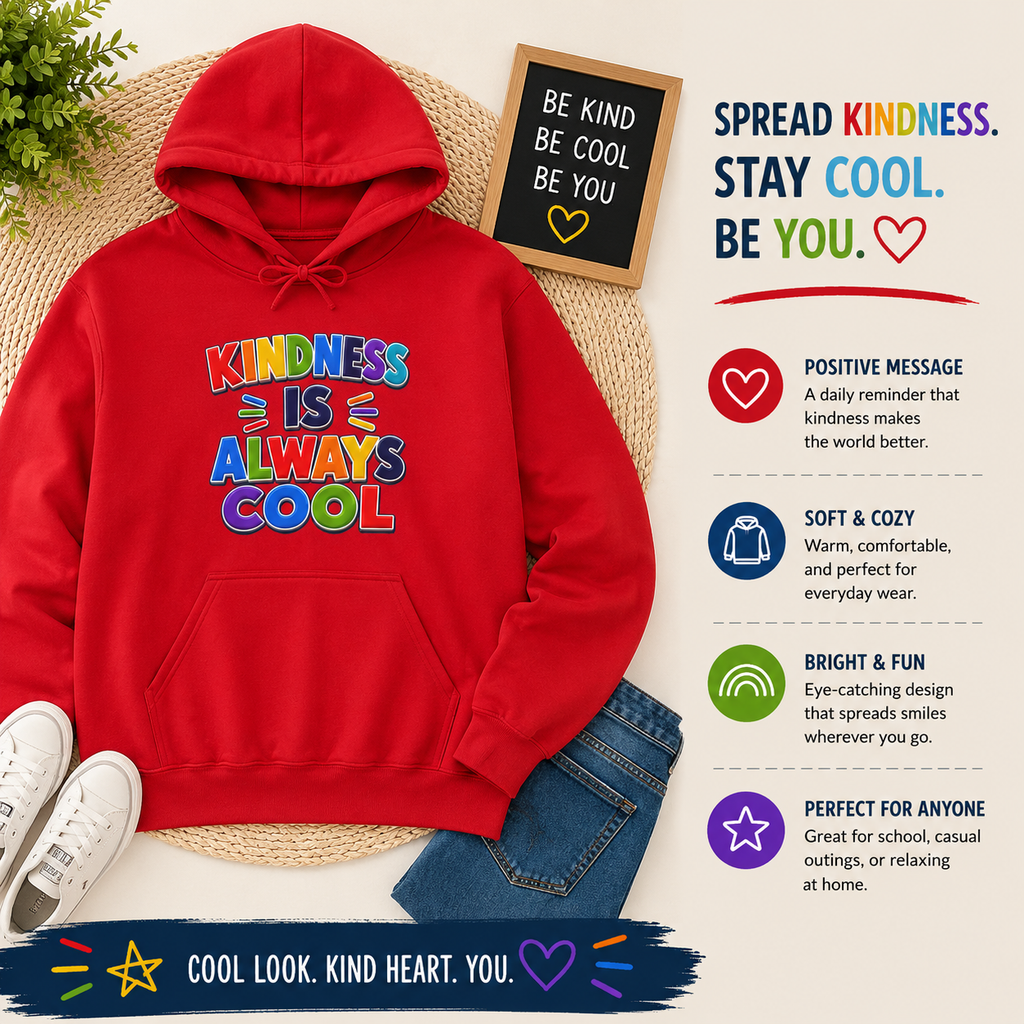 Kindness Is Always Cool hoodie | Rainbow Retro Lettering
