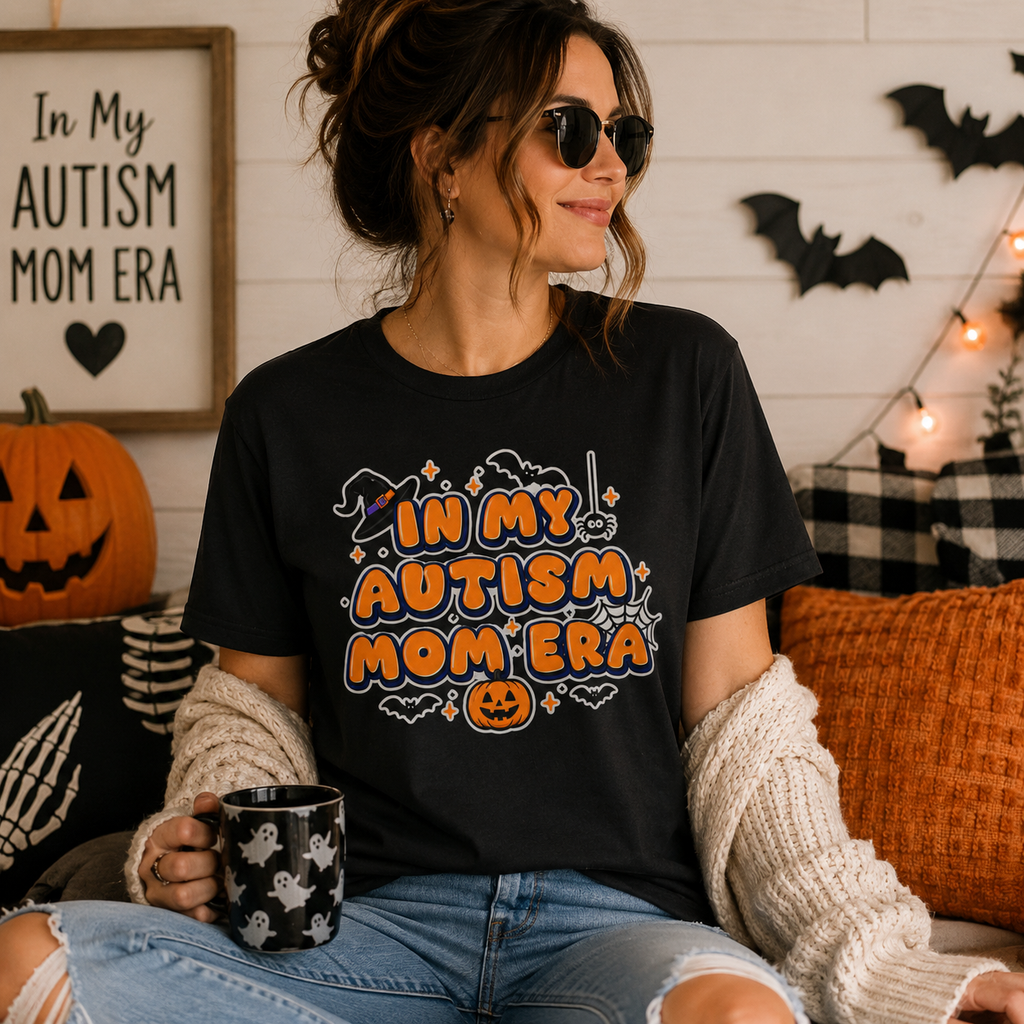 In My Autism Mom Era Tee | Halloween Pumpkin Witch Bat Spiderweb