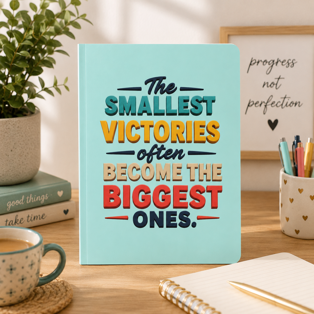Smallest Victories inspirational quote Journal | softcover motivational notebook