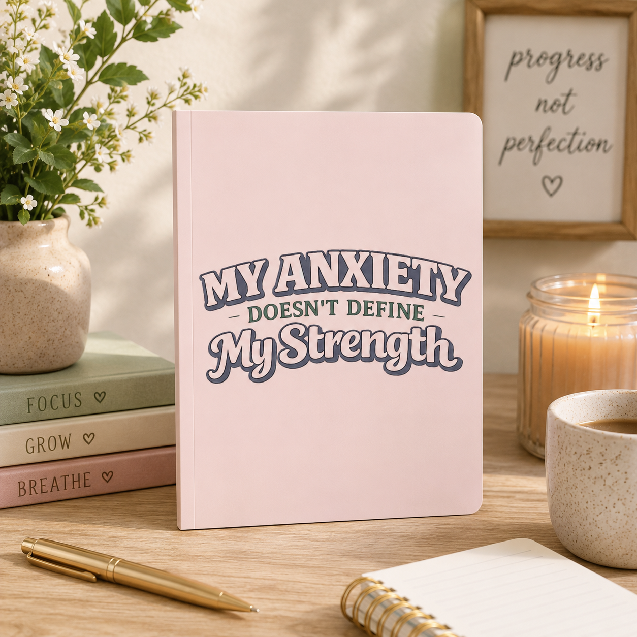 My Anxiety Doesn't Define My Strength Journal | Softcover motivational notebook