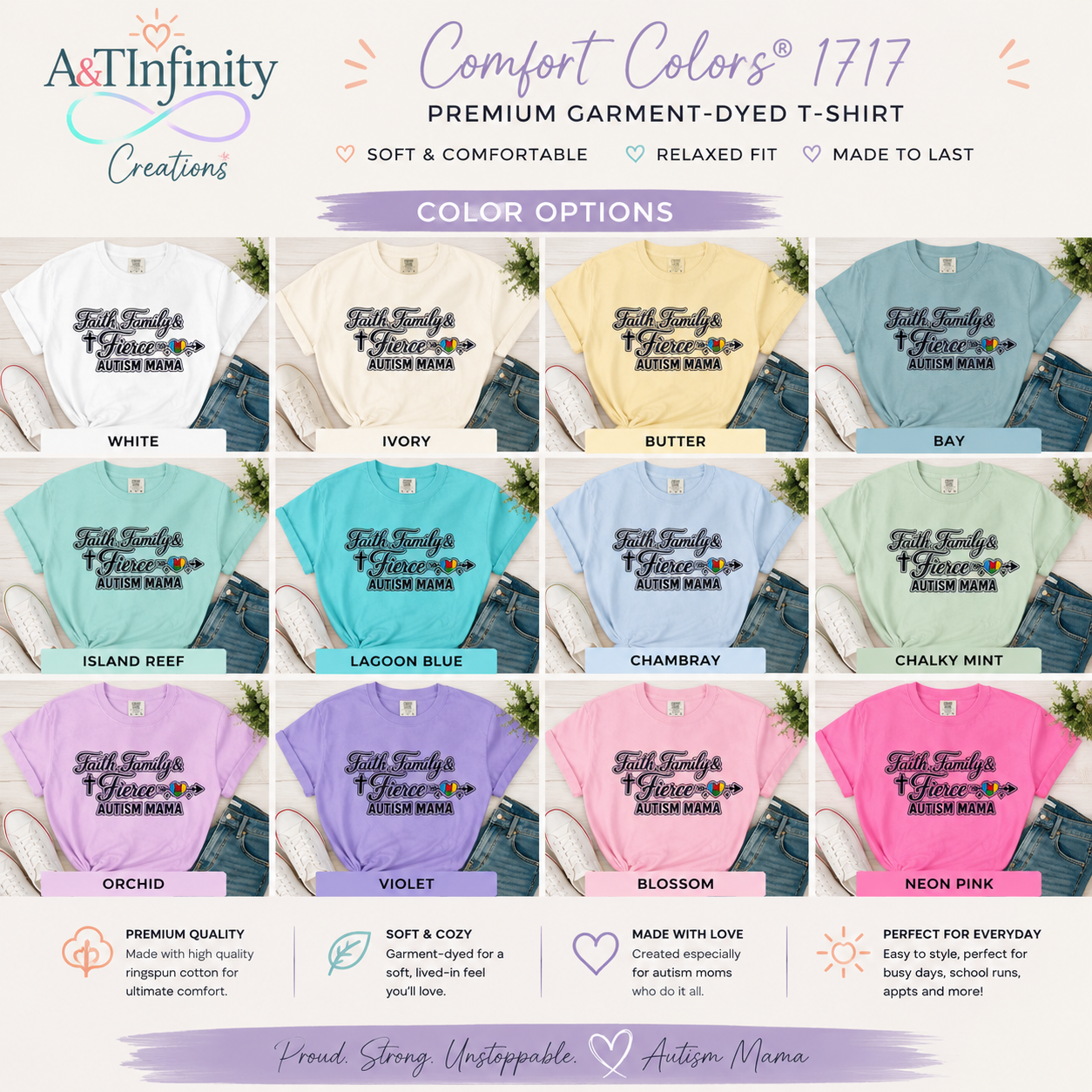 Faith Family Fierce Autism Mama Shirt, Autism Mom T-Shirt, Christian Autism Mom Gift, Fierce Mama Tee, Special Needs Mom Shirt
