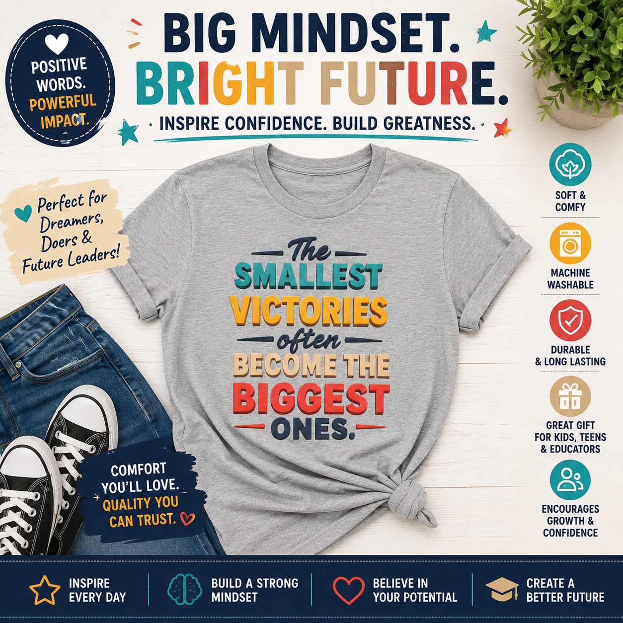 The Smallest Victories Quote T-Shirt | Inspirational Typography Tee