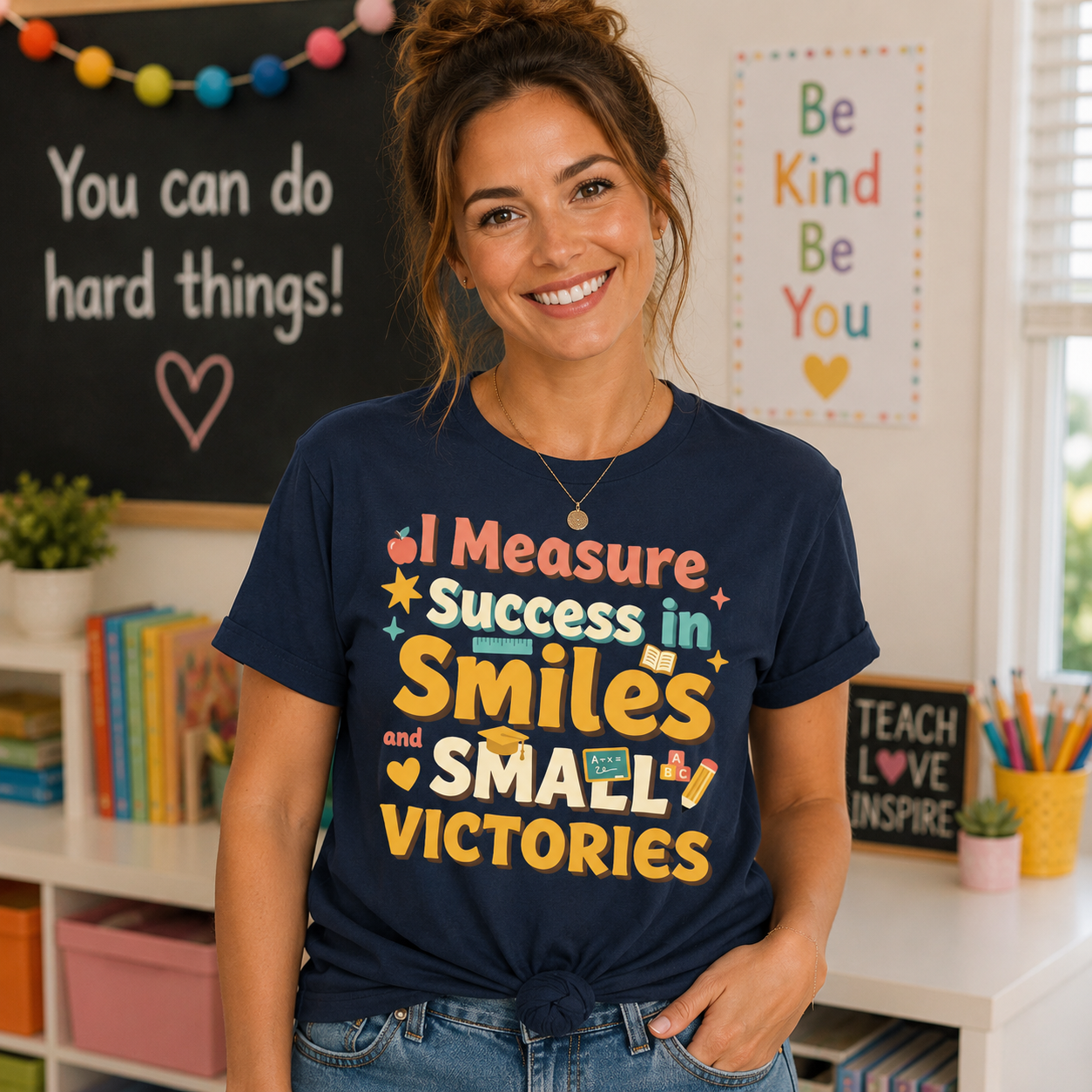 I Measure Success in Smiles Graphic T-Shirt | Positive Quote Tee