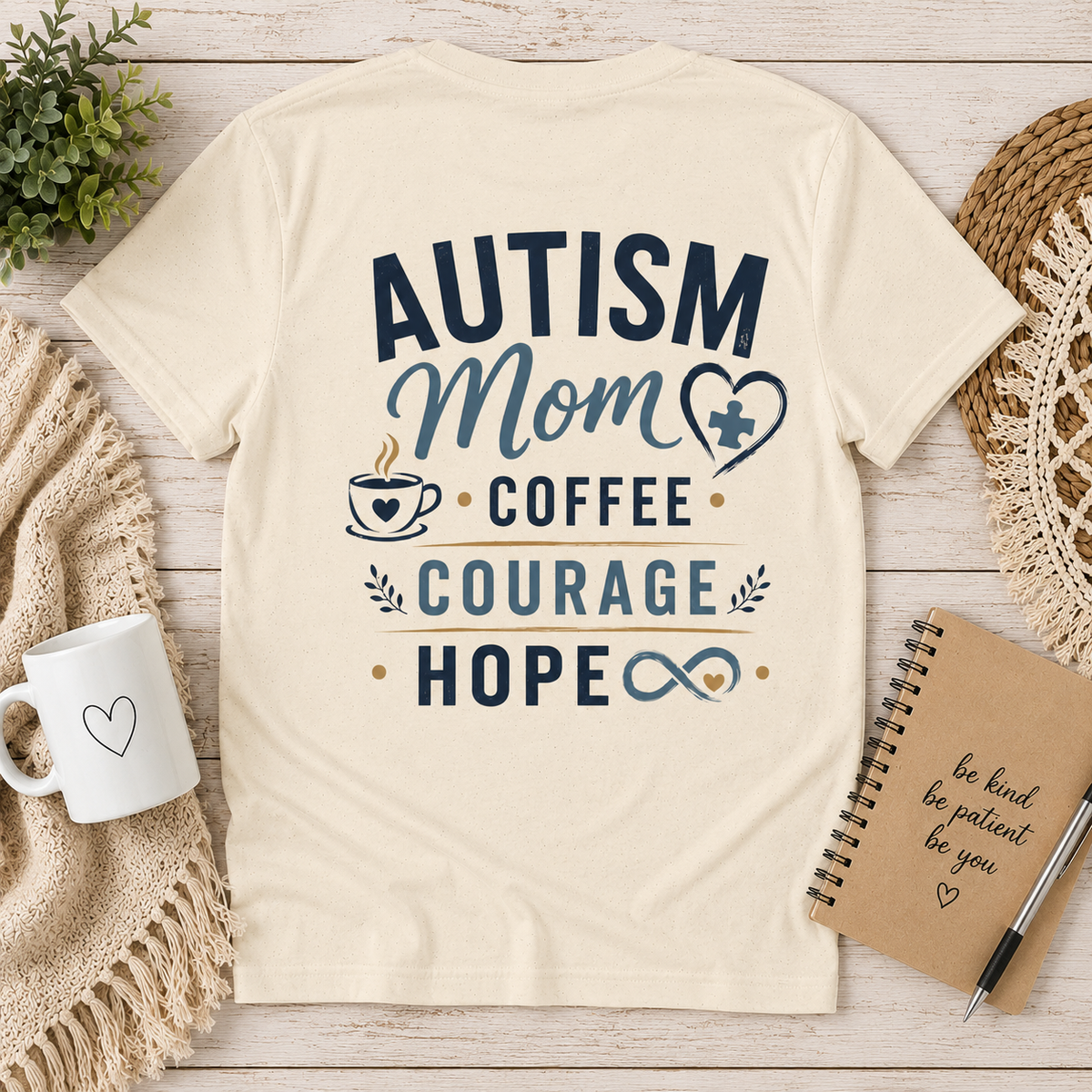 Autism Mom Shirt | Coffee Courage Hope Tee | Autism Mama T-Shirt | Special Needs Mom Gift | Autism Awareness Apparel | Neurodiversity