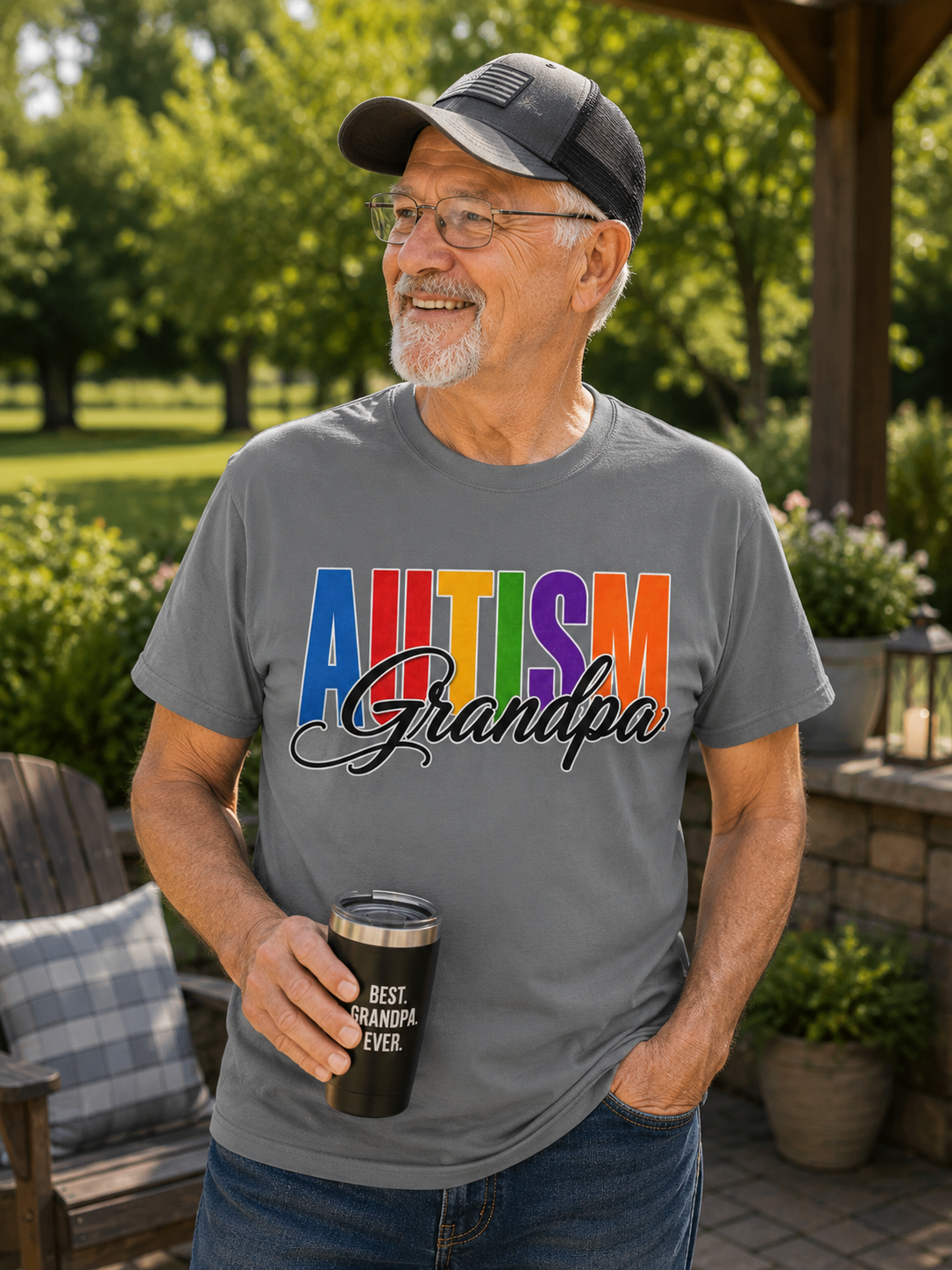 Autism Grandpa Shirt Proud Autism Grandpa T Shirt Autism Awareness Autism Acceptance Gift Puzzle Heart Special Needs Grandpa Tee