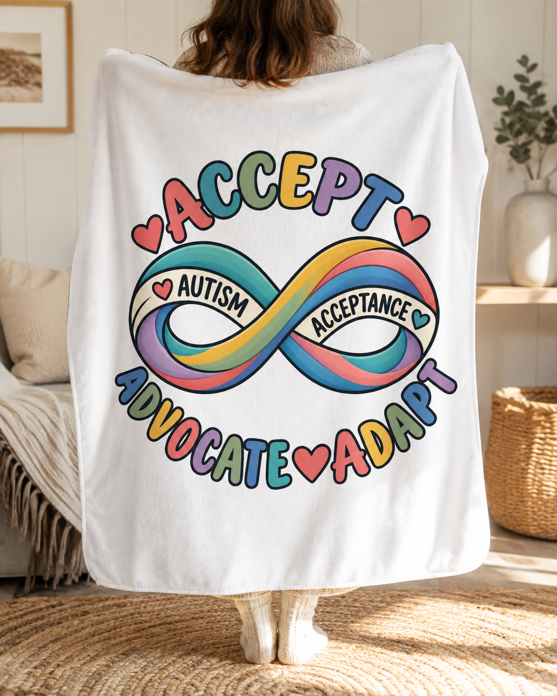 Autism Acceptance Infinity Sherpa Blanket, Advocate Adapt Throw, Autism Awareness Gift  Neurodiversity Blanket Autism Family Gift