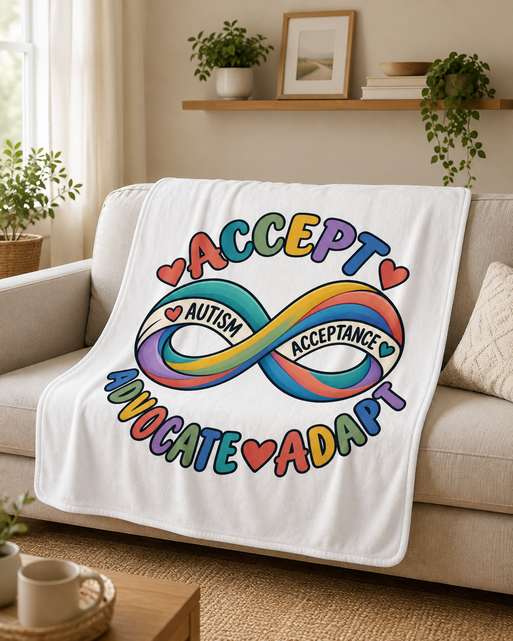 Autism Acceptance Infinity Sherpa Blanket, Advocate Adapt Throw, Autism Awareness Gift  Neurodiversity Blanket Autism Family Gift