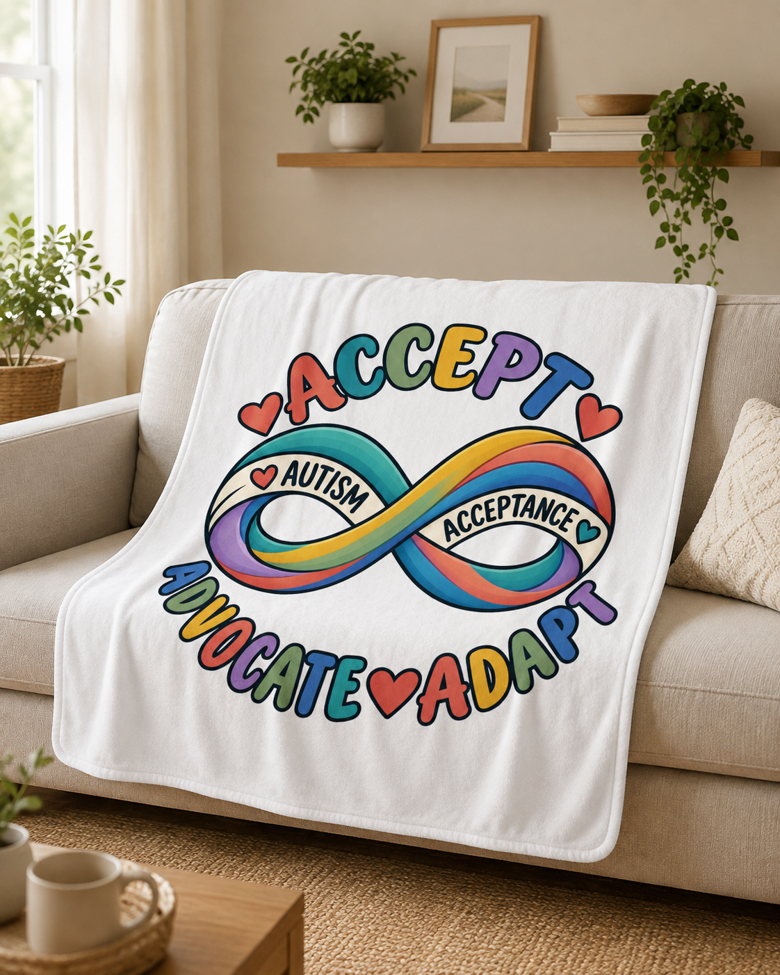 Autism Acceptance Infinity Sherpa Blanket, Advocate Adapt Throw, Autism Awareness Gift  Neurodiversity Blanket Autism Family Gift