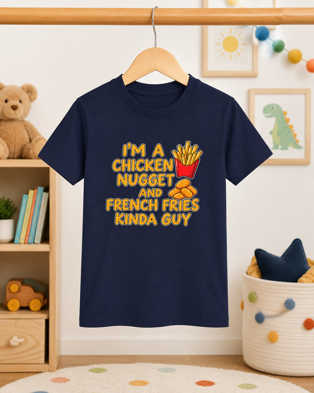I'm A Chicken Nugget And French Fries Kinda Guy Youth Tee, Kids Food Humor Shirt, Funny T-Shirt, Picky Eater Gift