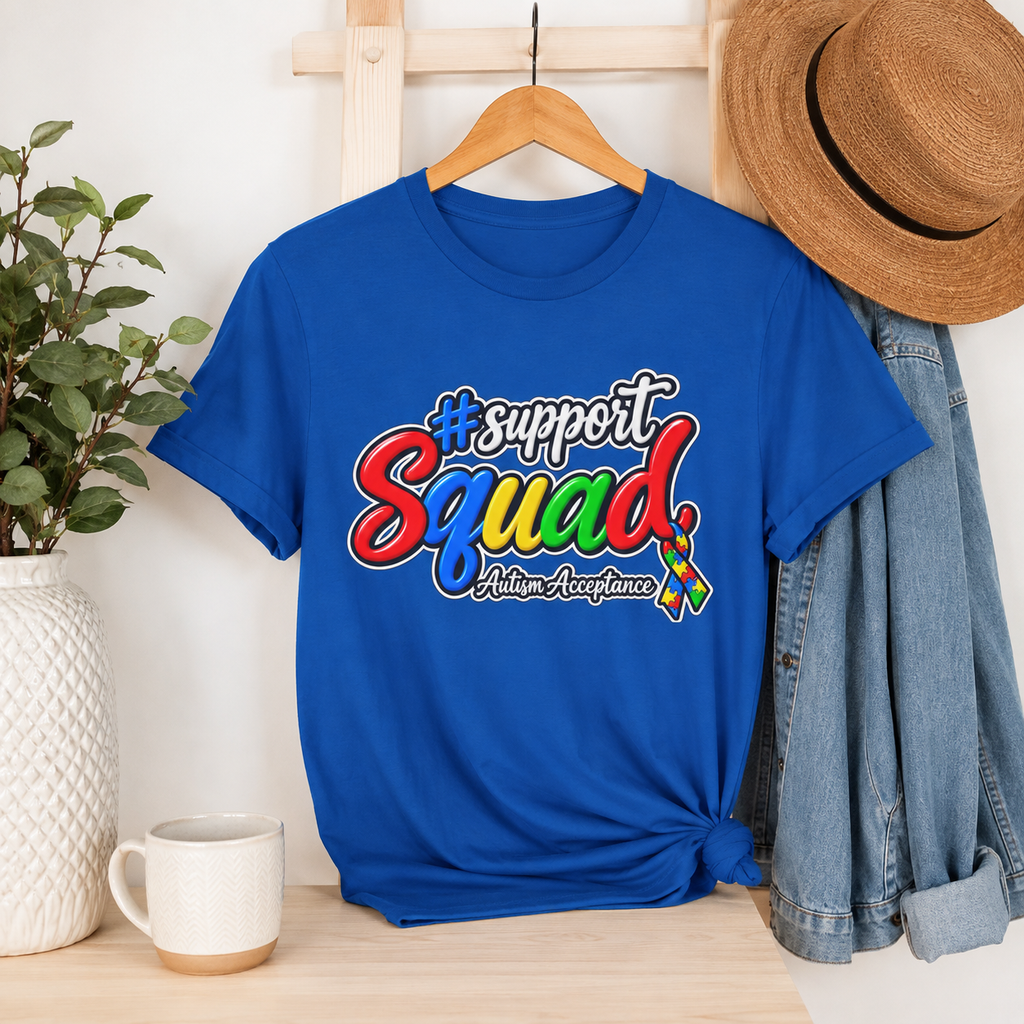 Support Squad Autism Acceptance Youth Shirt, Unisex Softstyle T-Shirt, Autism Awareness Family Tee, Autism Advocate Team Gift