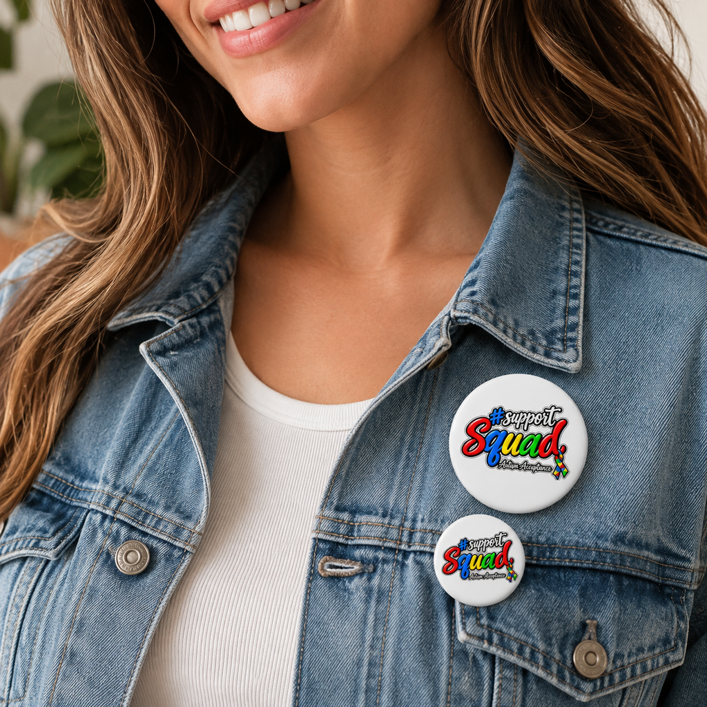 Support Squad Autism Acceptance Pin Button, Awareness Badge, Autism Advocate Pinback Button, Backpack Pin Gift, Autism Squad Accessory