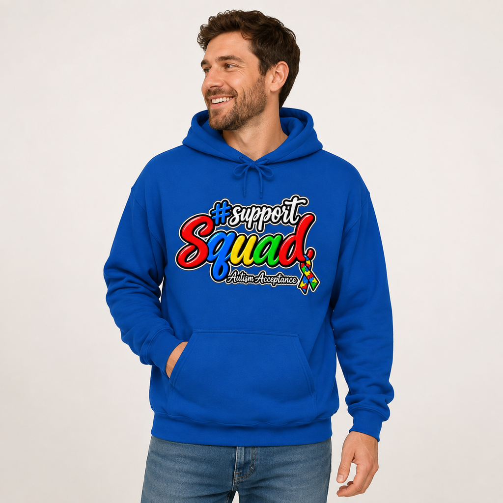 Support Squad Hoodie, Rainbow Autism Awareness Sweatshirt, Autism Acceptance Crewneck, Matching Family Autism Squad Gift