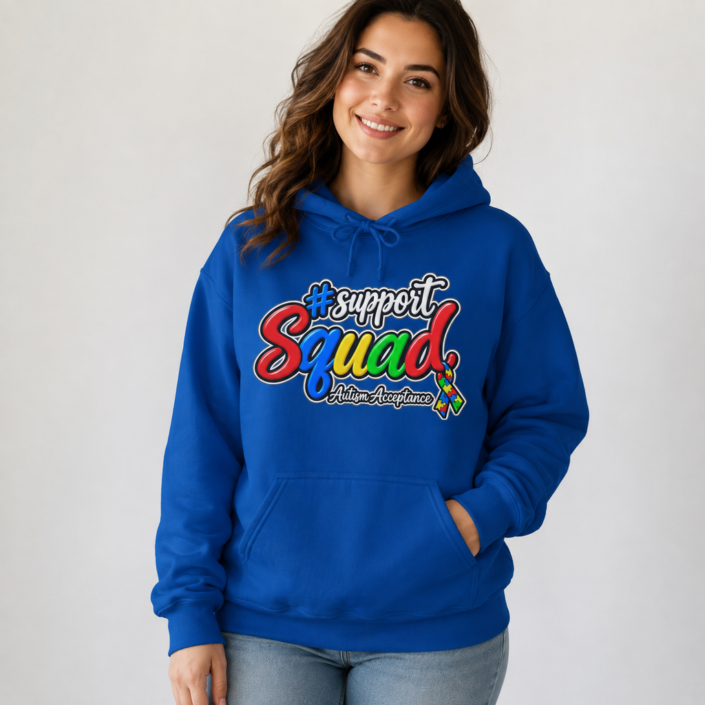 Support Squad Hoodie, Rainbow Autism Awareness Sweatshirt, Autism Acceptance Crewneck, Matching Family Autism Squad Gift