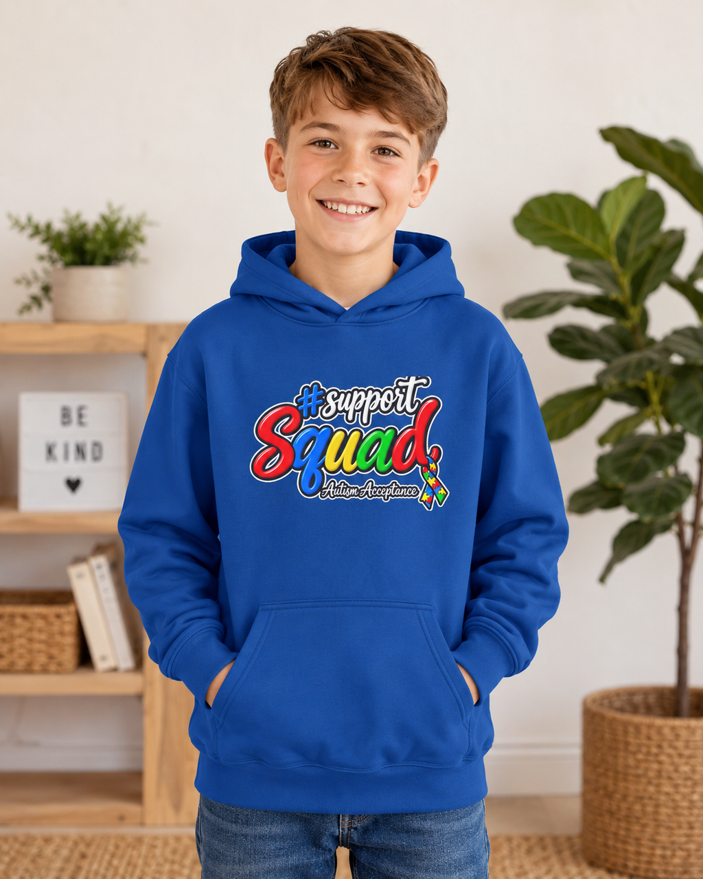 Support Squad Youth Hoodie, Autism Awareness Colorful Script Sweatshirt, Autism Acceptance Hoodie, Matching Family Squad Gift
