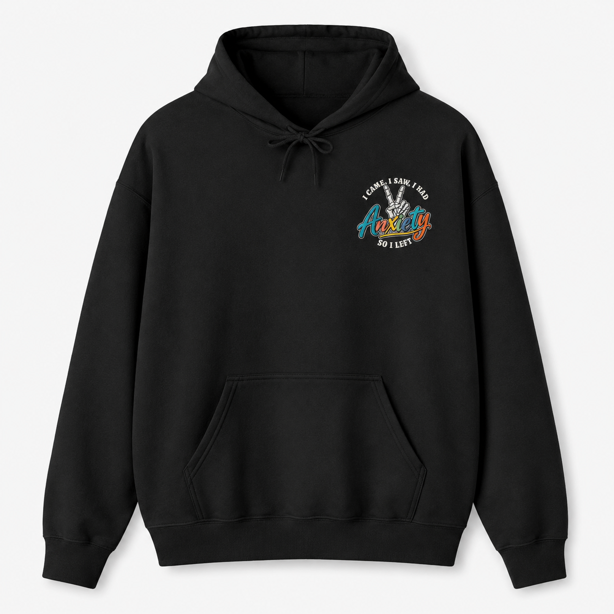 I Came I Saw I Had Anxiety Hoodie, Peace Hand Colorful Script Sweatshirt, Funny Mental Health Crewneck, Anxiety Humor Gift