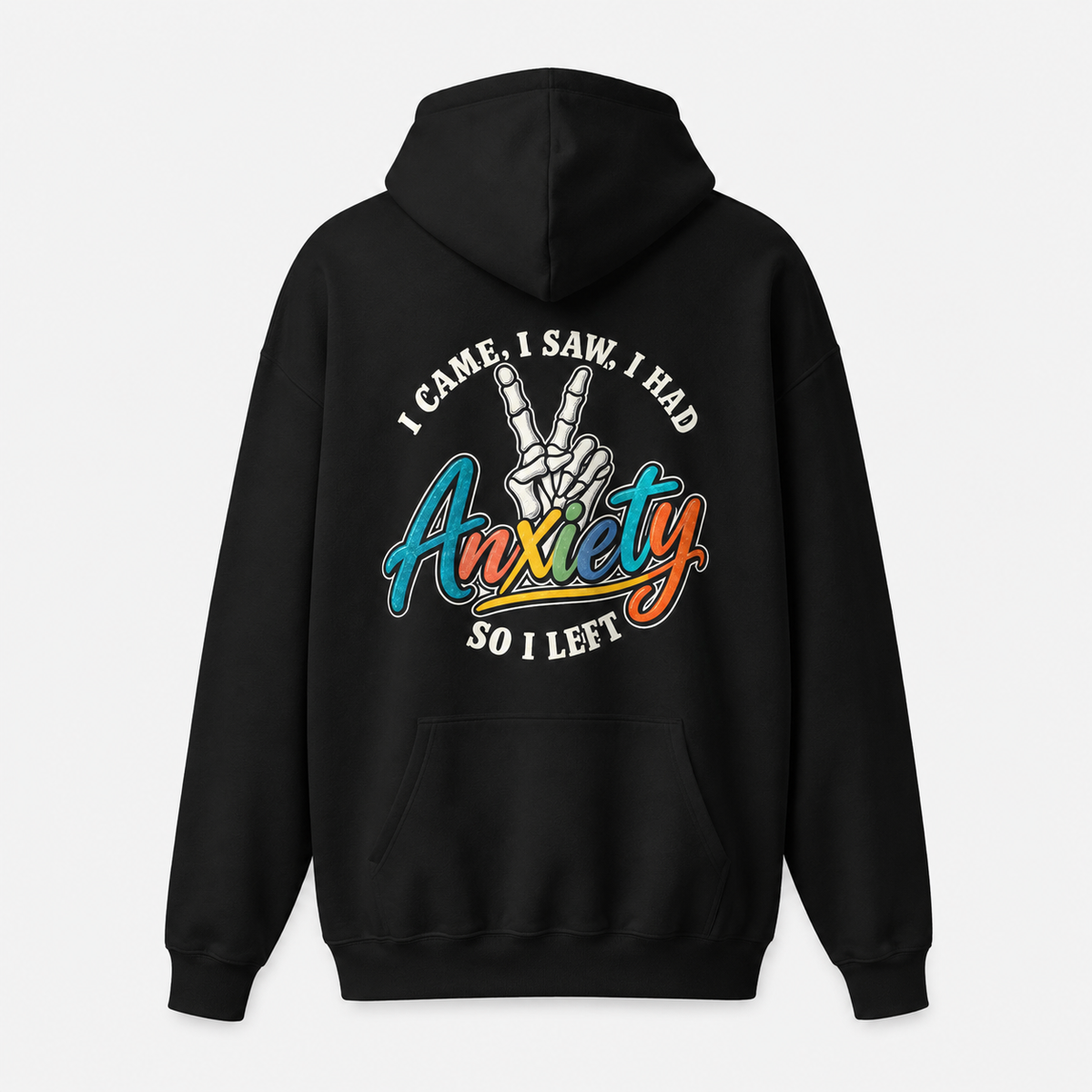 I Came I Saw I Had Anxiety Hoodie, Peace Hand Colorful Script Sweatshirt, Funny Mental Health Crewneck, Anxiety Humor Gift