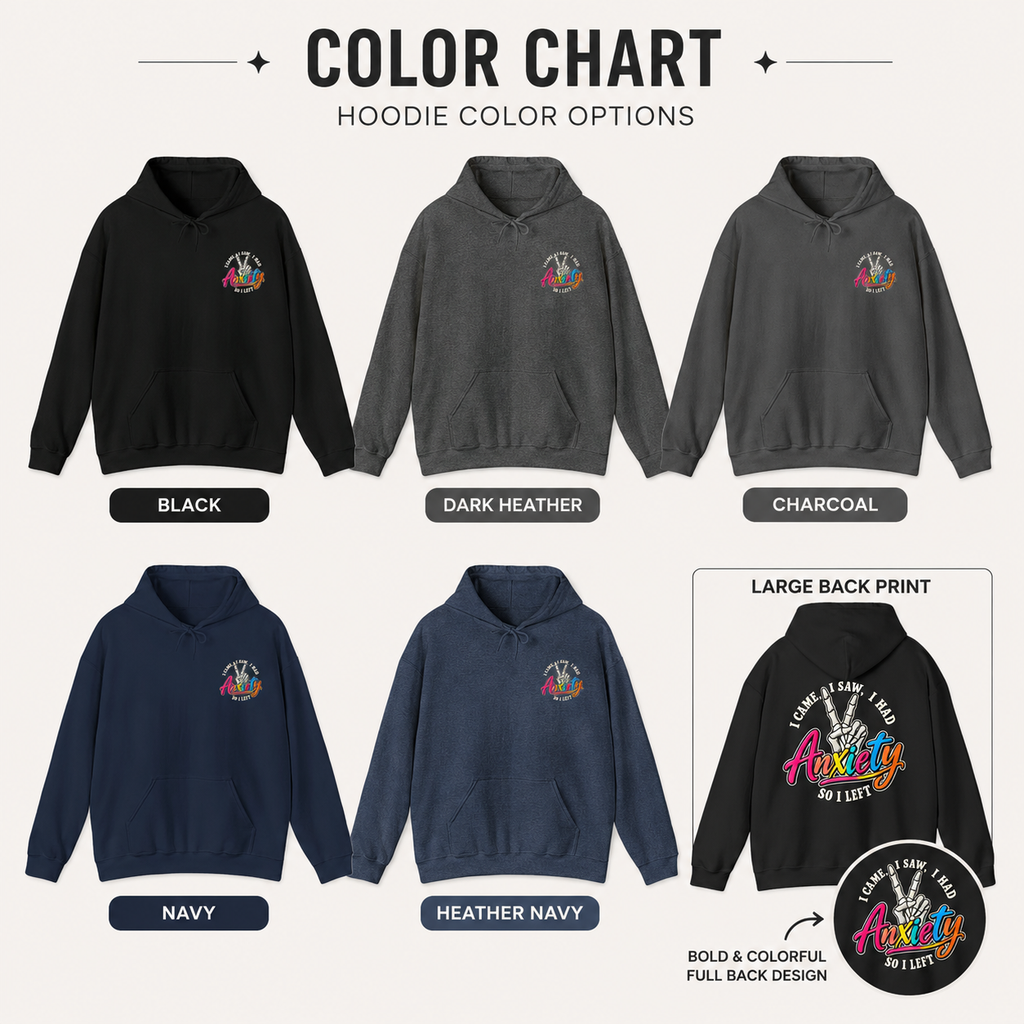 I Came I Saw I Had Anxiety Hoodie, Peace Hand Colorful Script Sweatshirt, Funny Mental Health Crewneck, Anxiety Humor Gift
