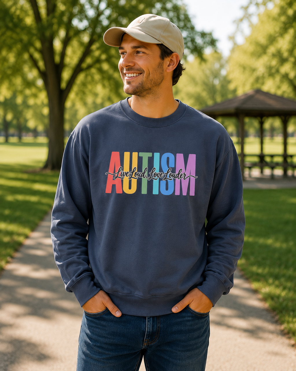 Autism Rainbow Block Letters Sweatshirt, Live Loud Love Louder Crewneck, Autism Awareness Colorful Hoodie, Autism Acceptance Gift