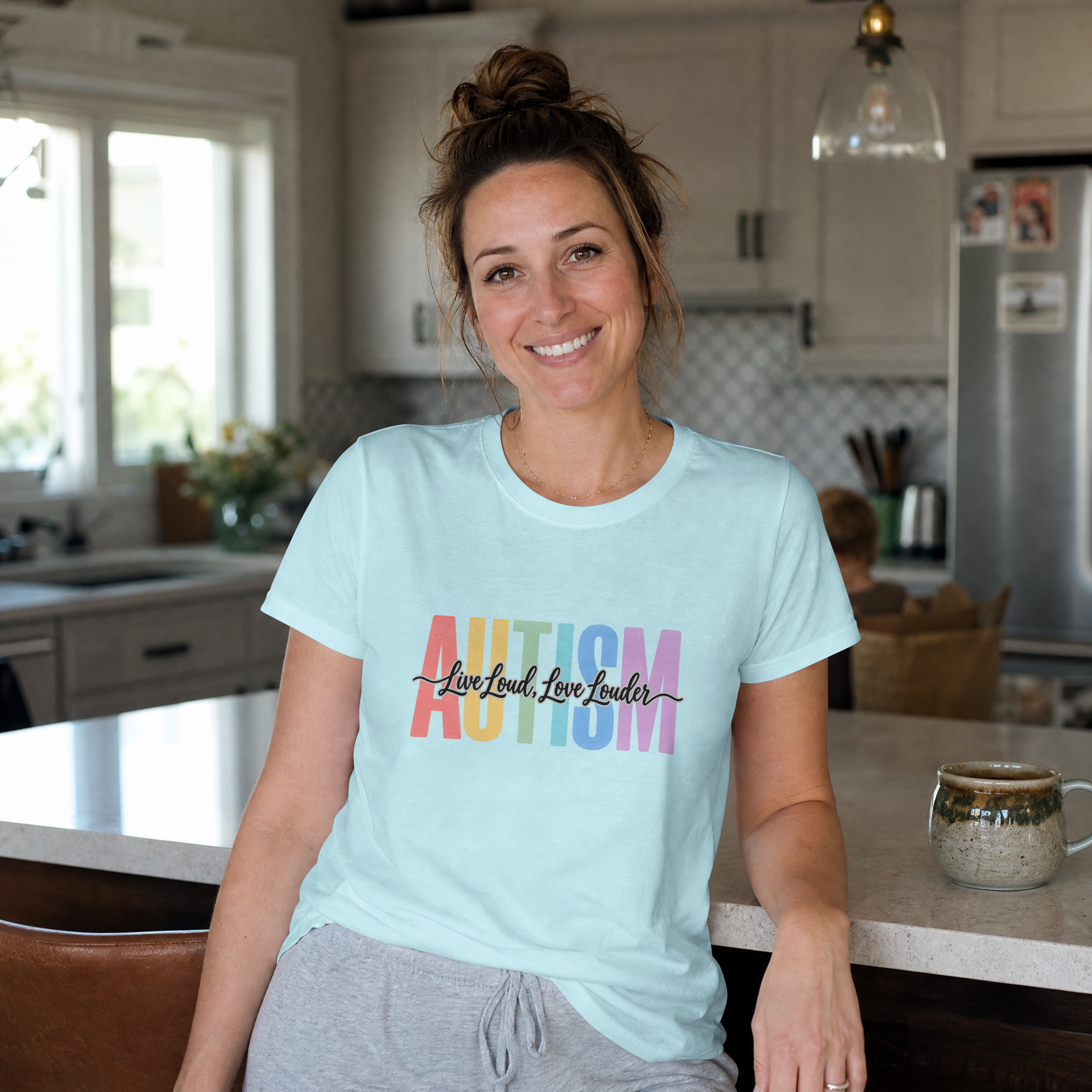 Autism Rainbow Block Text T-Shirt, Live Loud Live Louder Tee, Autism Awareness Colorful Shirt, Autism Acceptance Gift