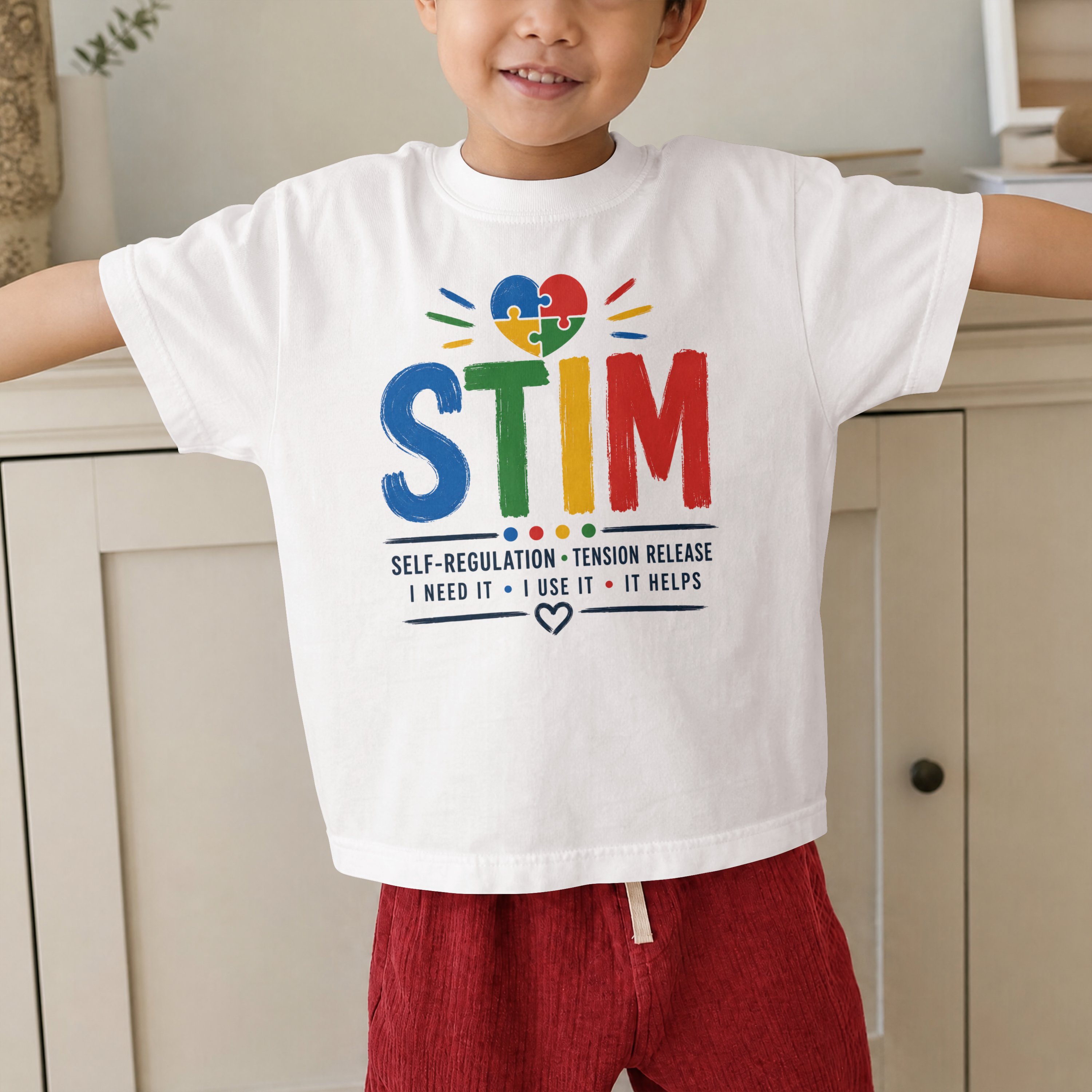 Sensory STIM Pride Heart Youth Tee | Autism Sensory Regulation Shirt