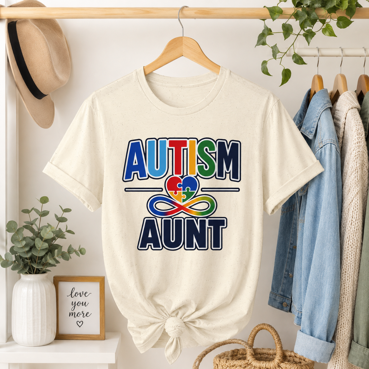 Autism Aunt T-Shirt | Puzzle Heart Infinity Logo