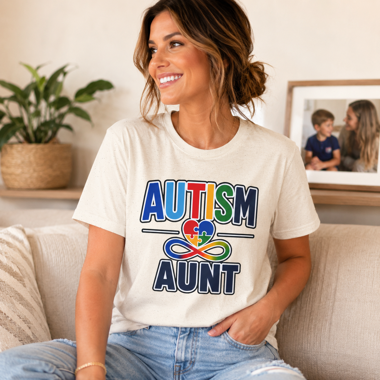 Autism Aunt T-Shirt | Puzzle Heart Infinity Logo