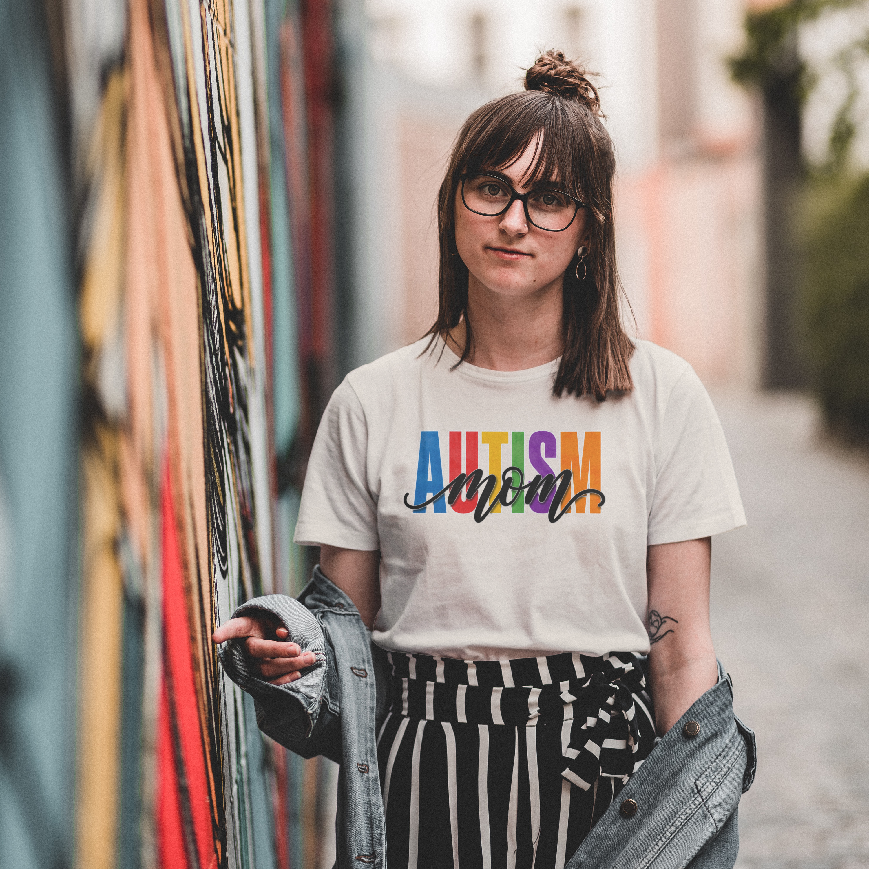 Autism Mom Shirt Autism Mom T Shirt Rainbow Block Letter Tee Script Mom Graphic Autism Awareness Autism Acceptance Gift for Mom